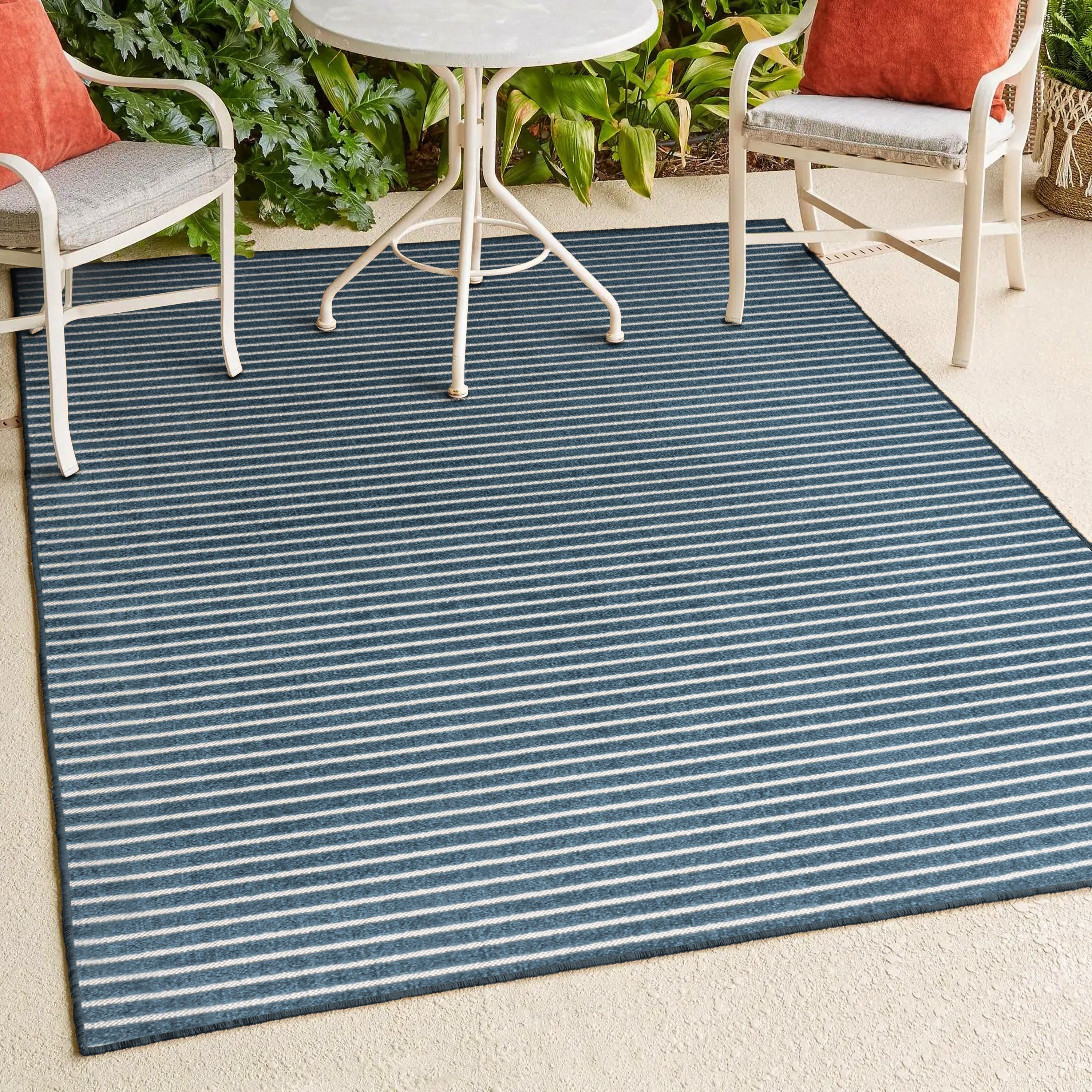 Aarhus High-Low Minimalist Scandi Striped Indoor/Outdoor Area Rug