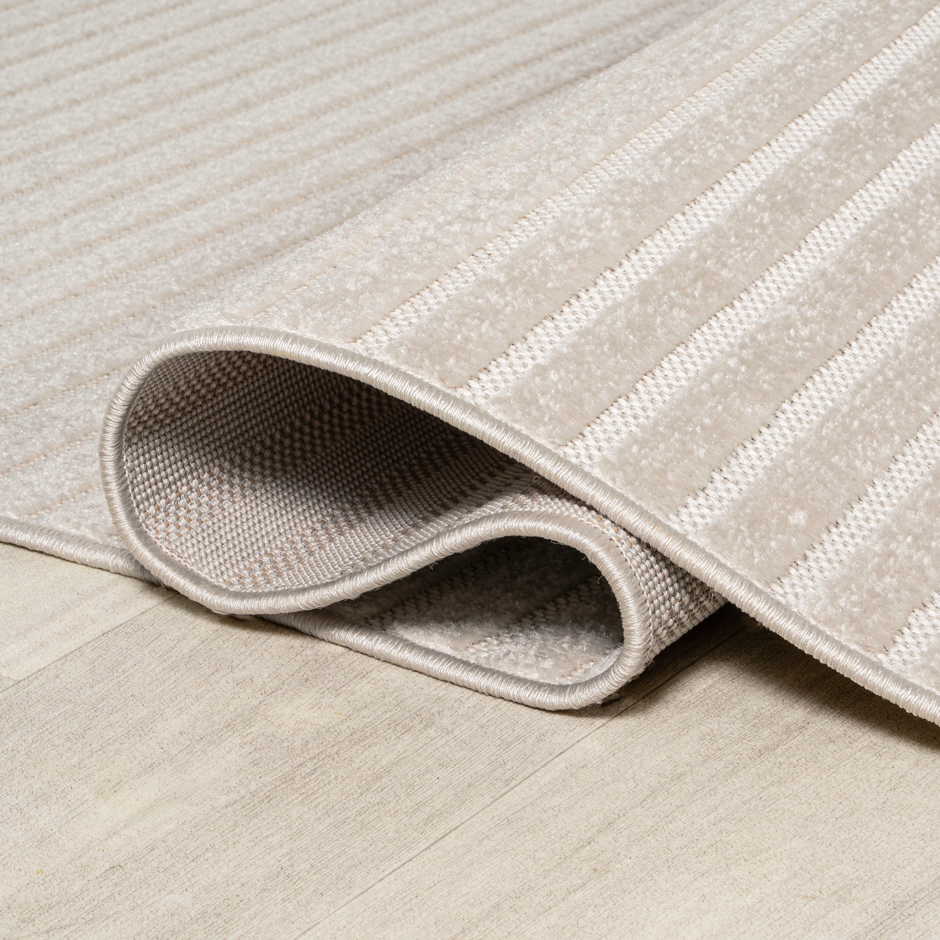 Aarhus High-Low Minimalist Scandi Striped Indoor/Outdoor Area Rug