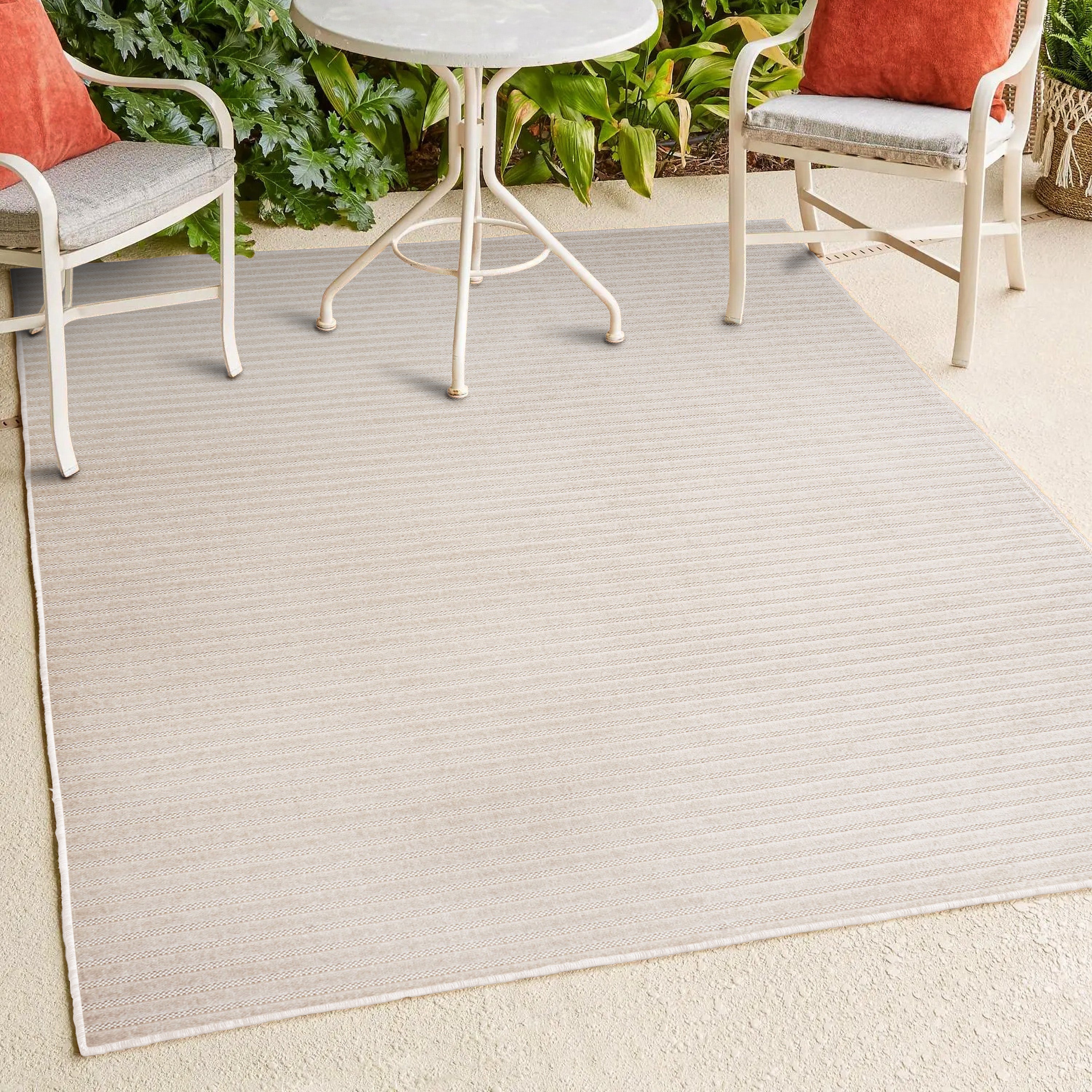 Aarhus High-Low Minimalist Scandi Striped Indoor/Outdoor Area Rug