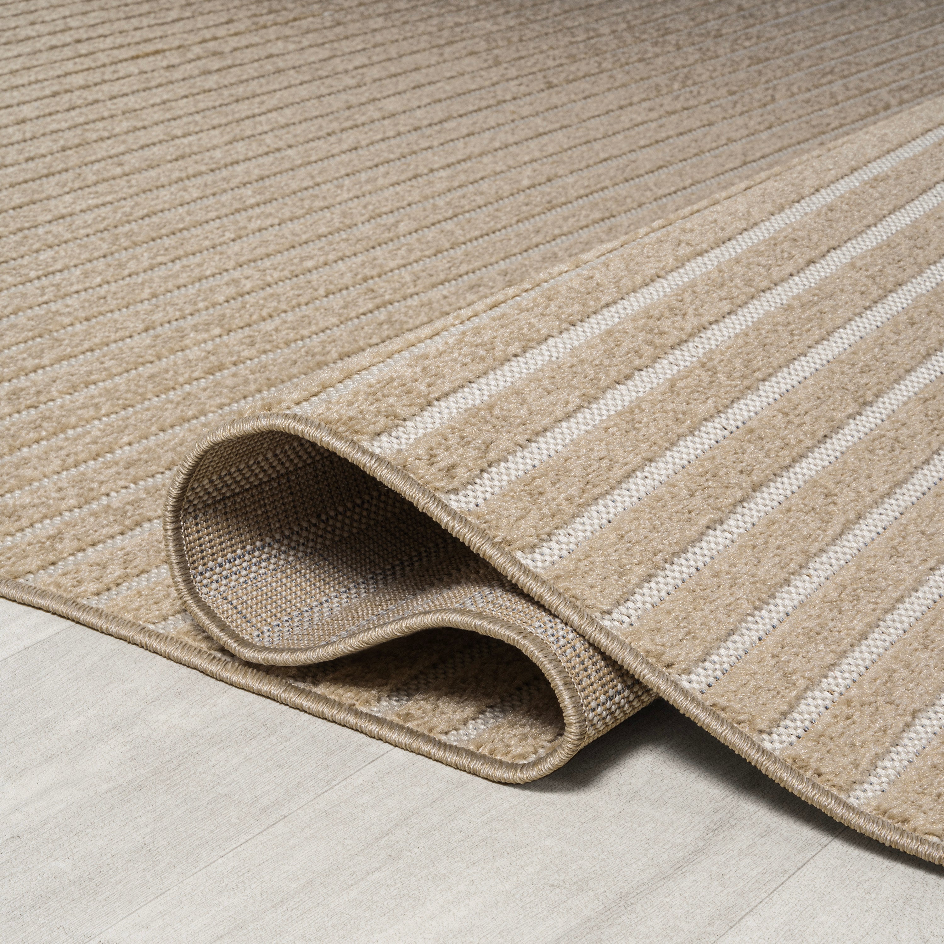 Aarhus High-Low Minimalist Striped Indoor/Outdoor Area Rug