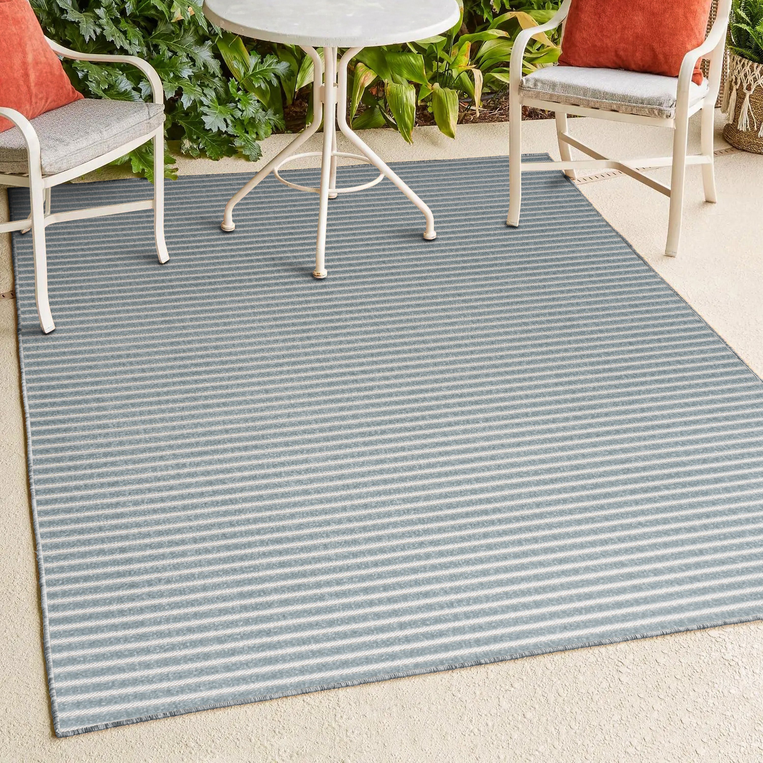 Aarhus High-Low Minimalist Striped Indoor/Outdoor Area Rug