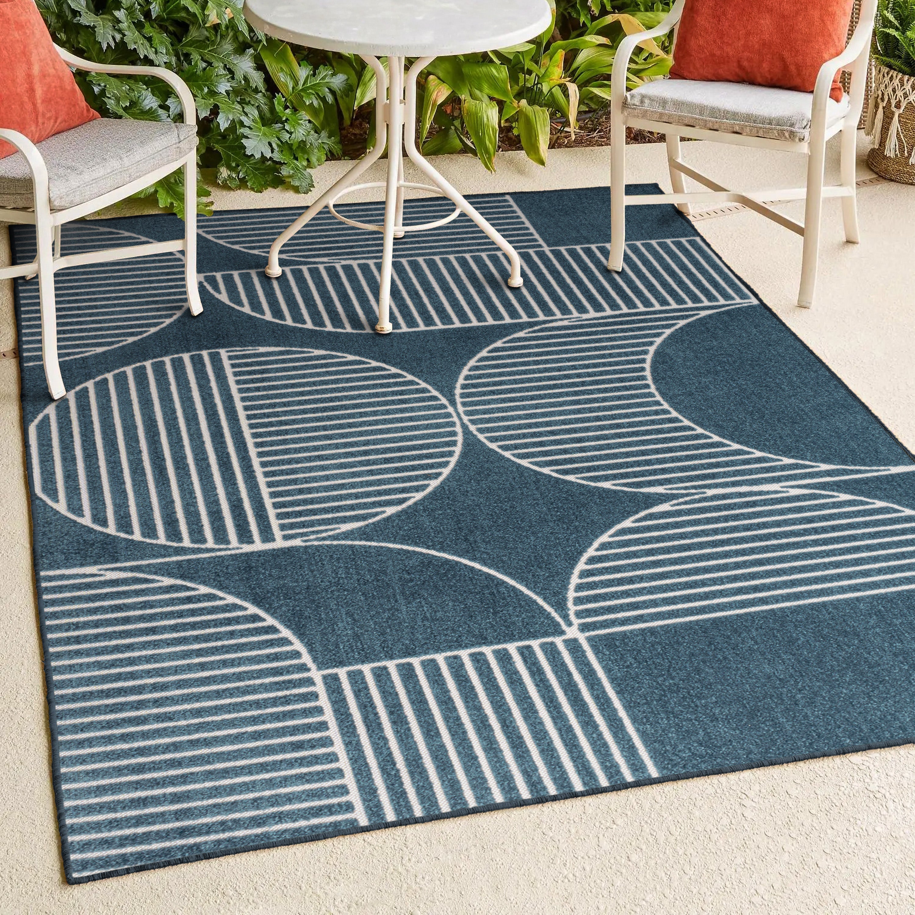 Nordby High-Low Geometric Scandi Striped Indoor/Outdoor Area Rug