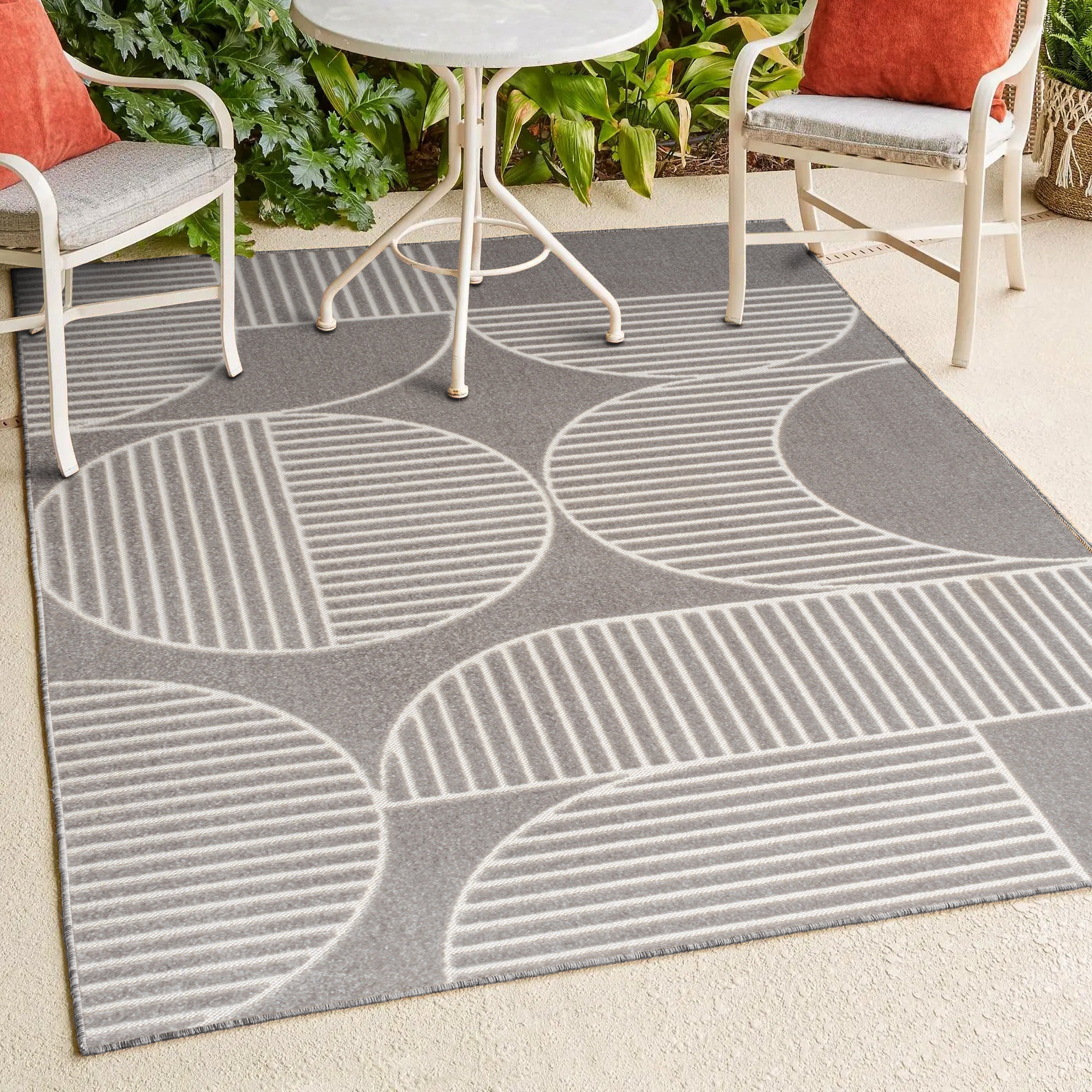 Nordby High-Low Geometric Scandi Striped Indoor/Outdoor Area Rug