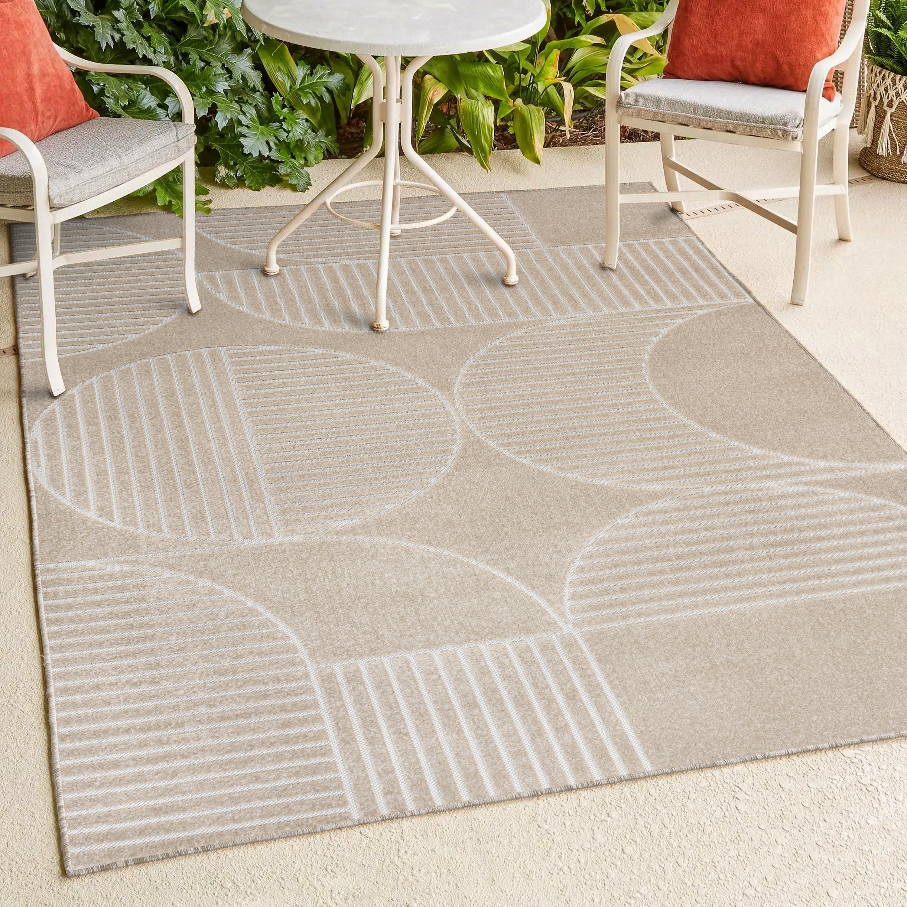 Nordby High-Low Geometric Scandi Striped Indoor/Outdoor Area Rug