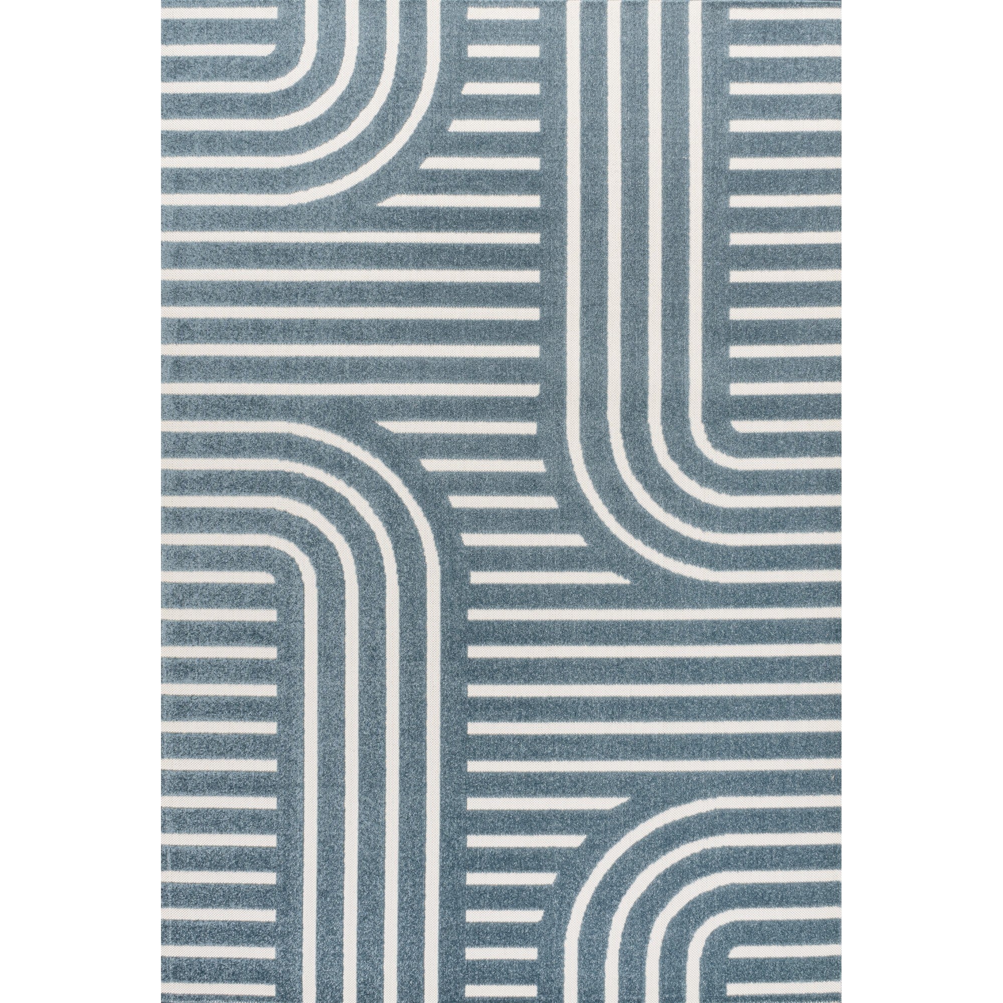 Anders High-Low MidCentury Modern Arch Stripe Two-Tone Indoor/Outdoor Area Rug