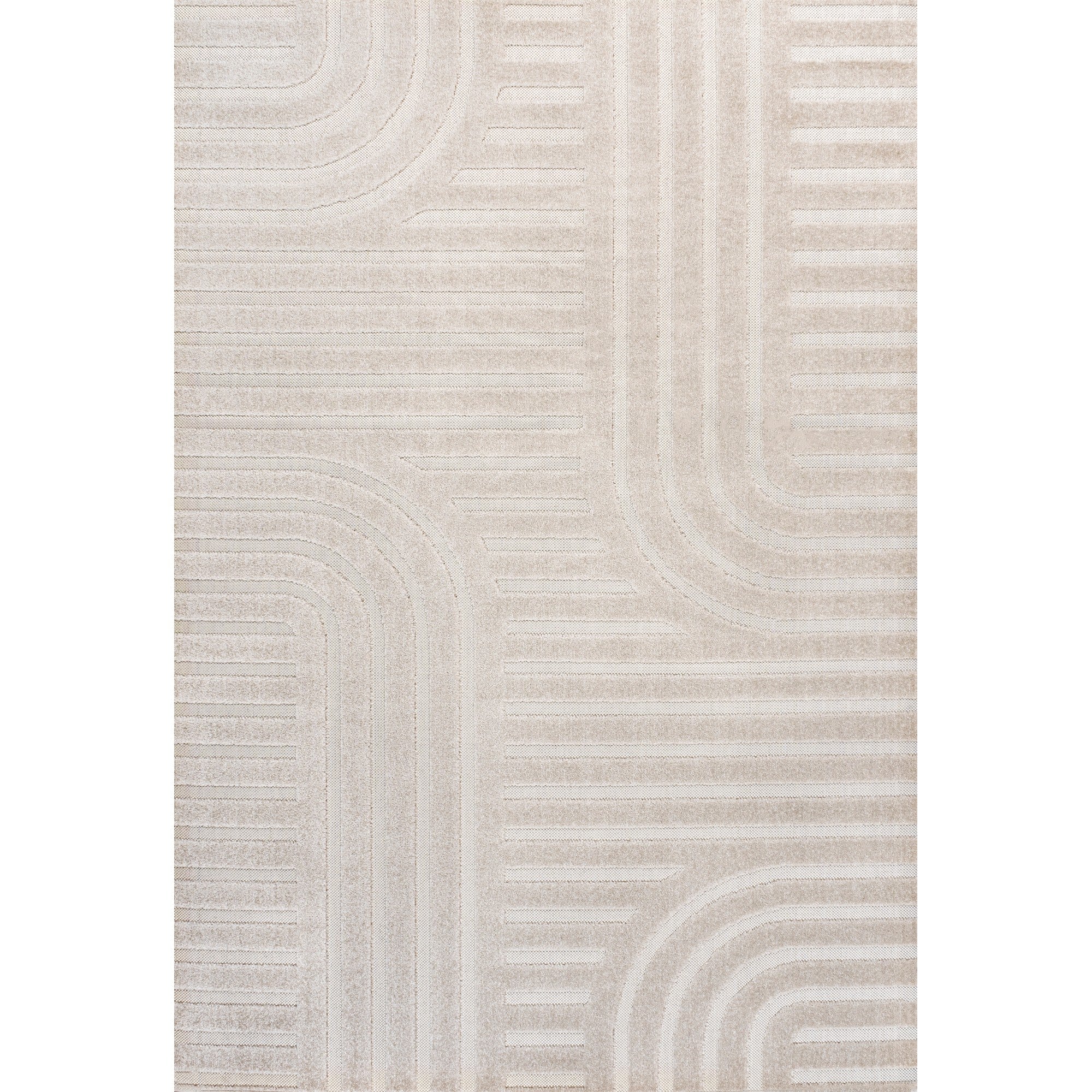 Anders High-Low MidCentury Modern Arch Stripe Two-Tone Indoor/Outdoor Area Rug