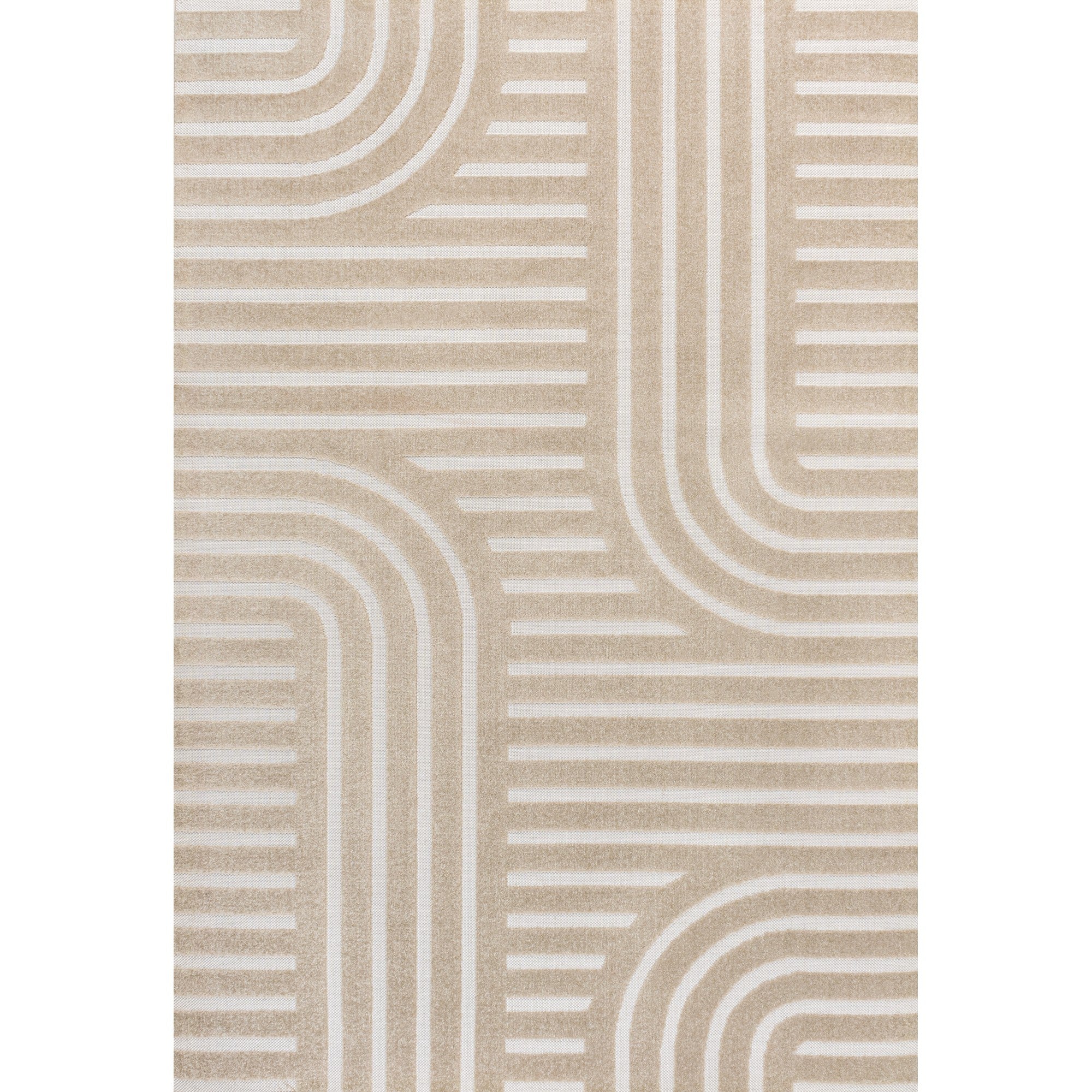 Anders High-Low MidCentury Modern Arch Stripe Two-Tone Indoor/Outdoor Area Rug