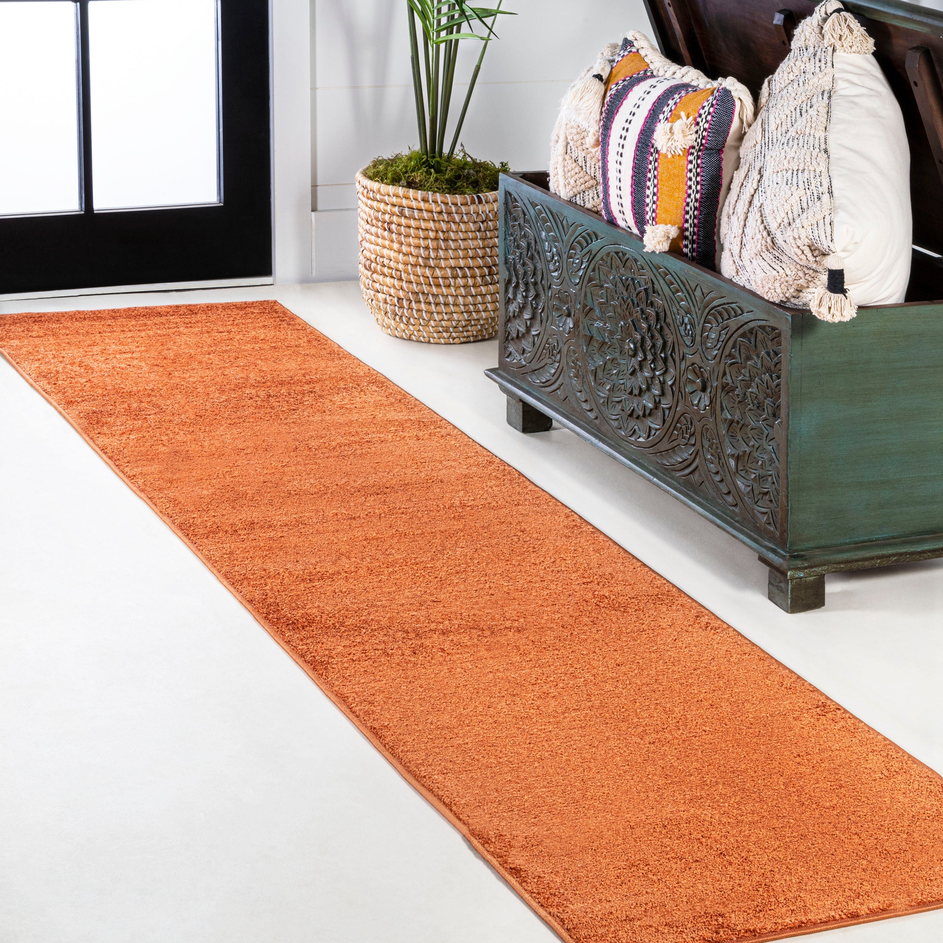 Haze Solid Unique Low-Pile Runner Rug