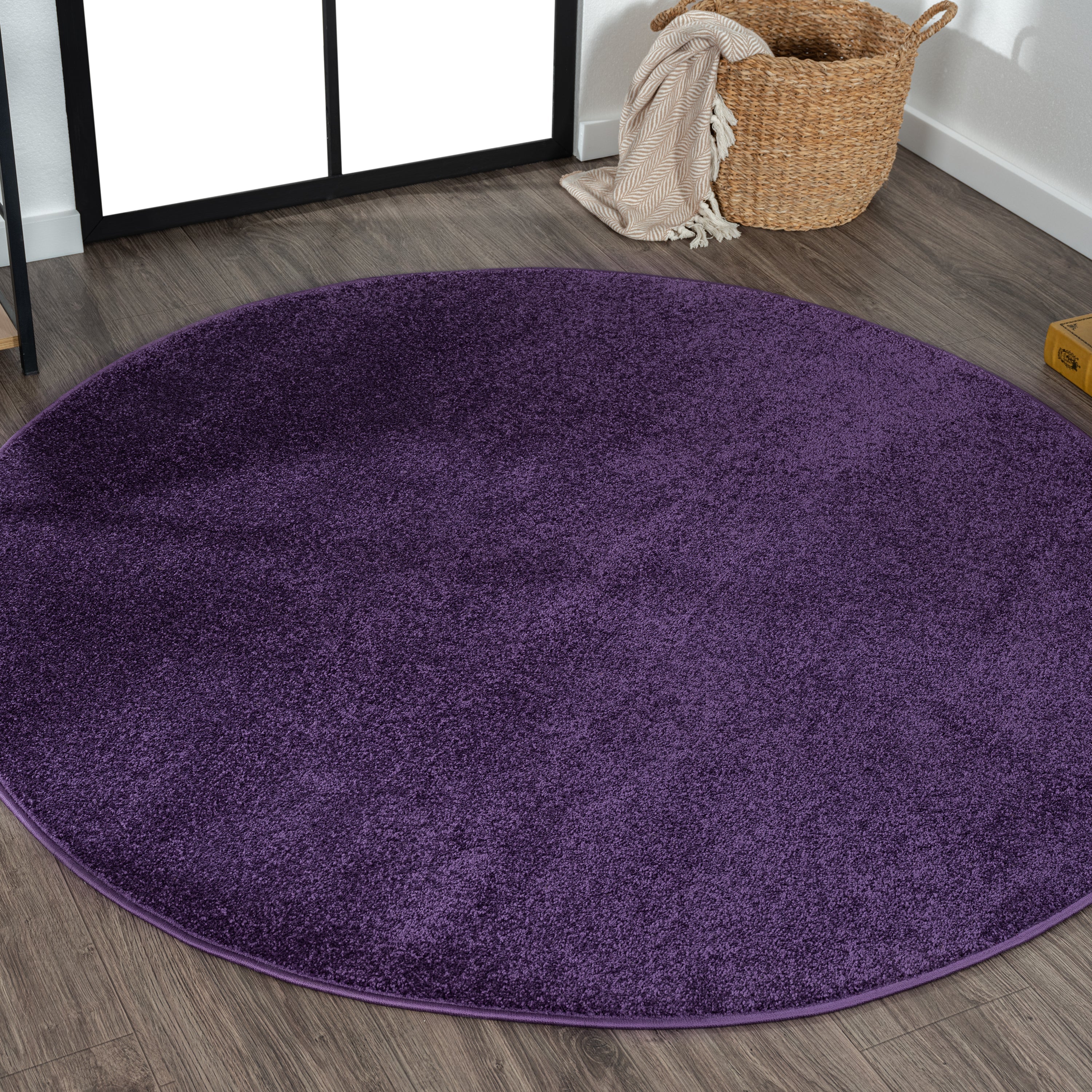 Haze Solid Unique Low Round Area Rug