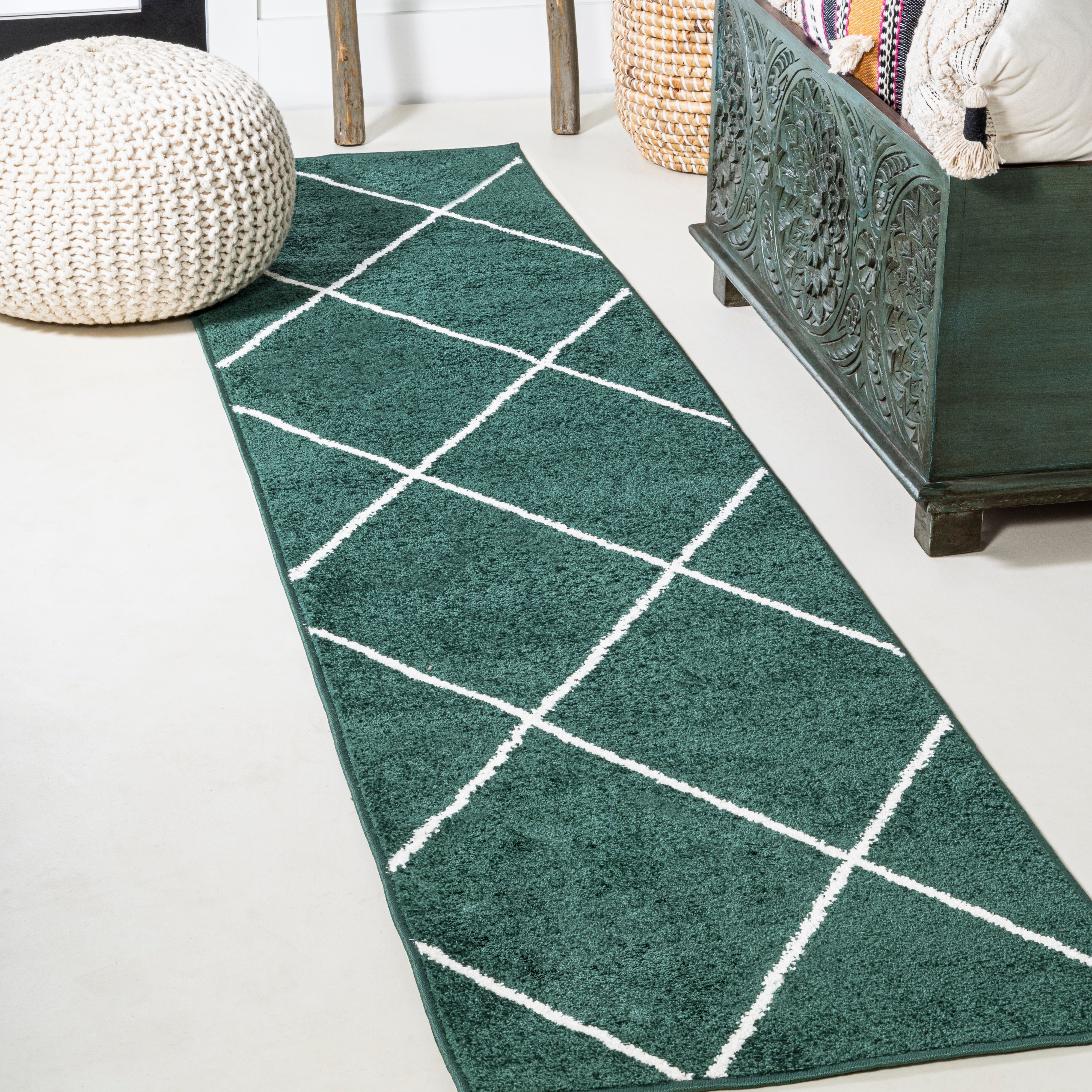 Cole Minimalist Diamond Trellis Runner Rug