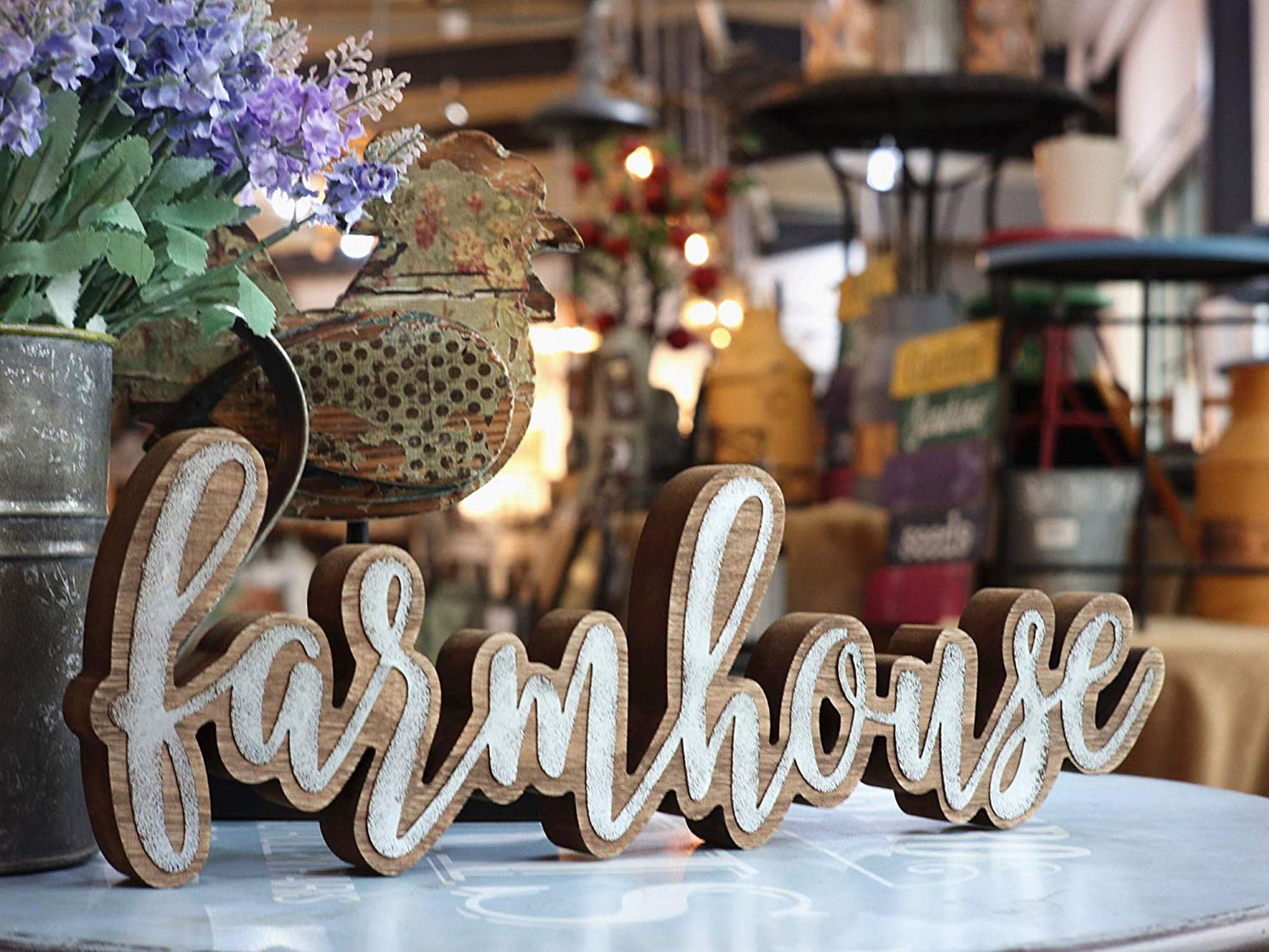 Galvanized Wooden Farmhouse Lettering Tabletop Sign