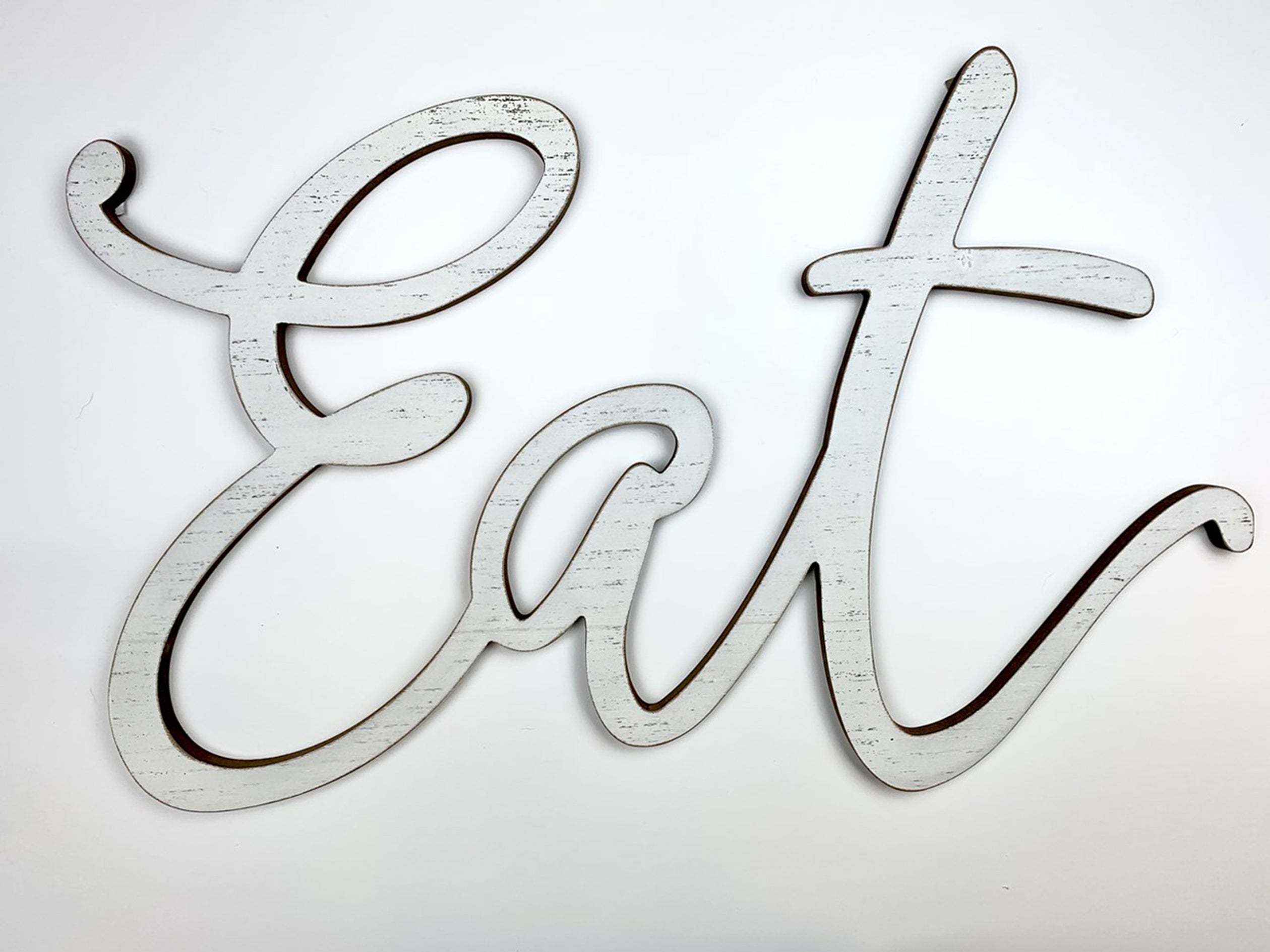 Whitewashed Wood Cutout Eat Wall Decor