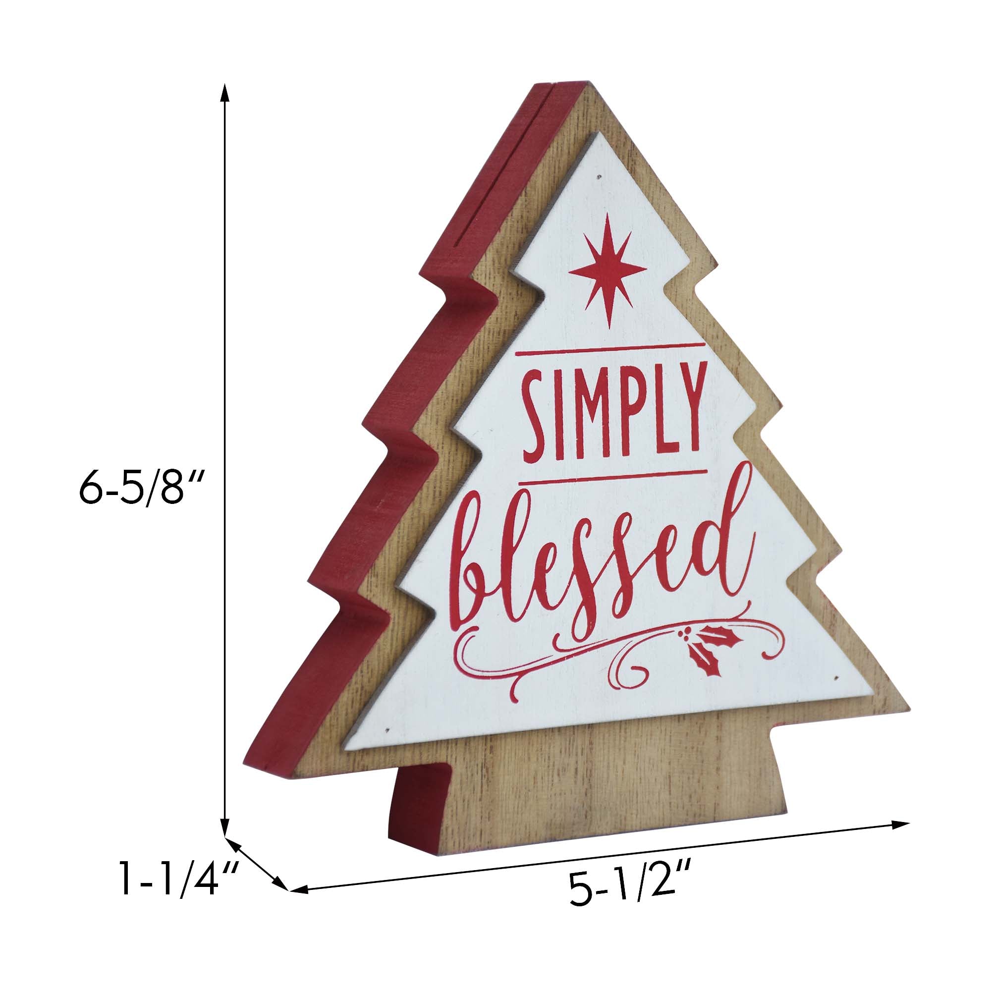 Christmas Tree Shape Wood Photo Holder-Simply Blessed