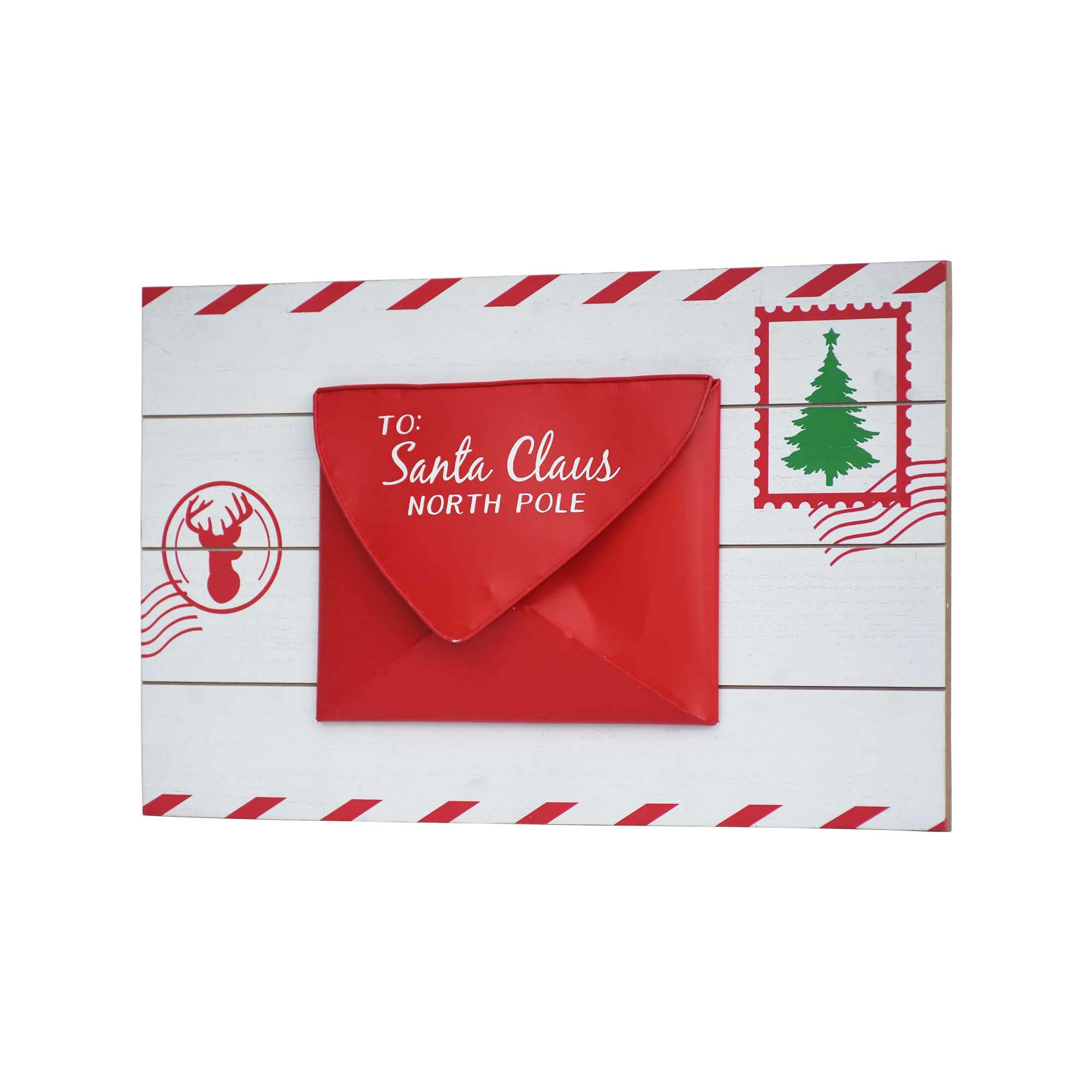 Letters to Santa Wood and Metal Christmas Card Holder