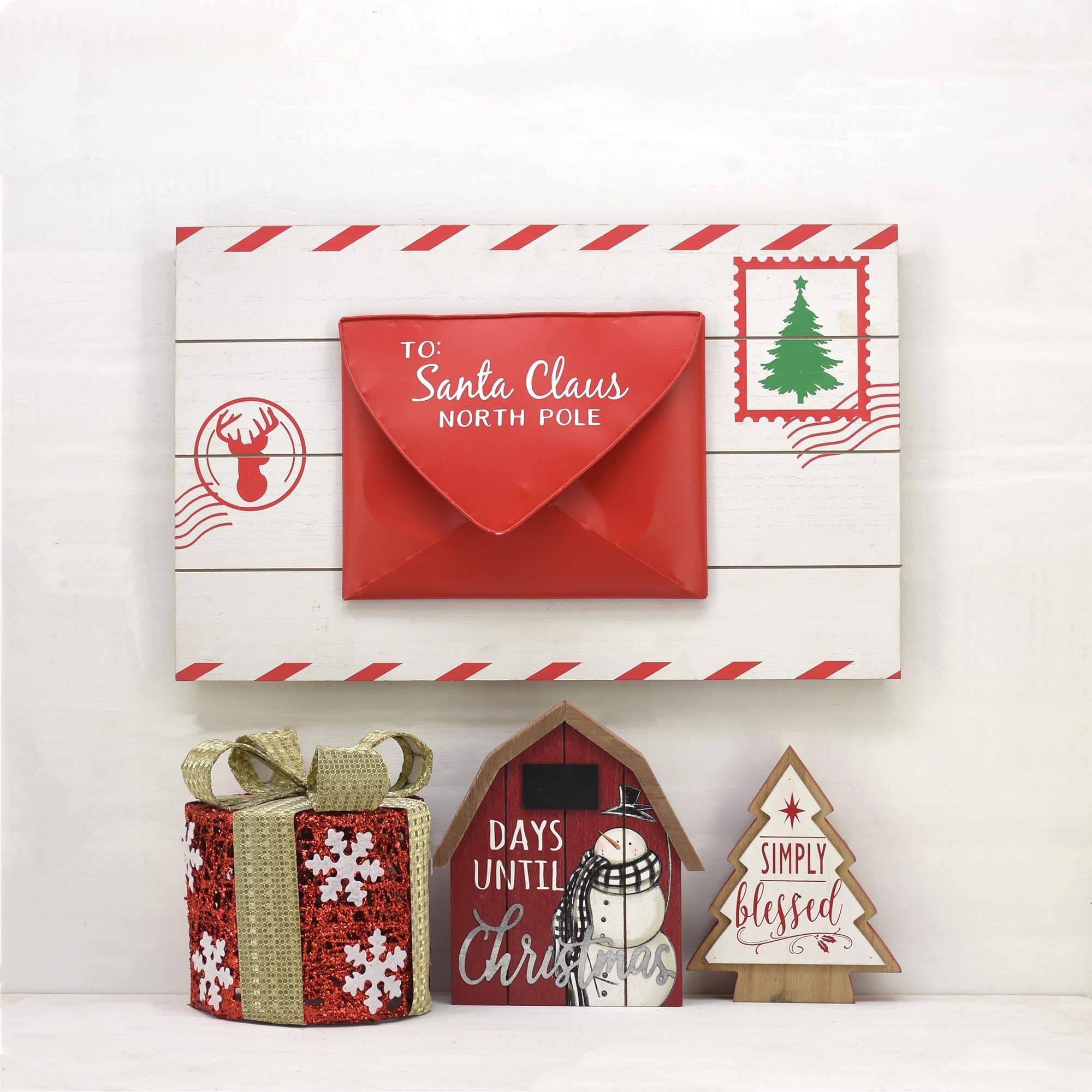 Letters to Santa Wood and Metal Christmas Card Holder