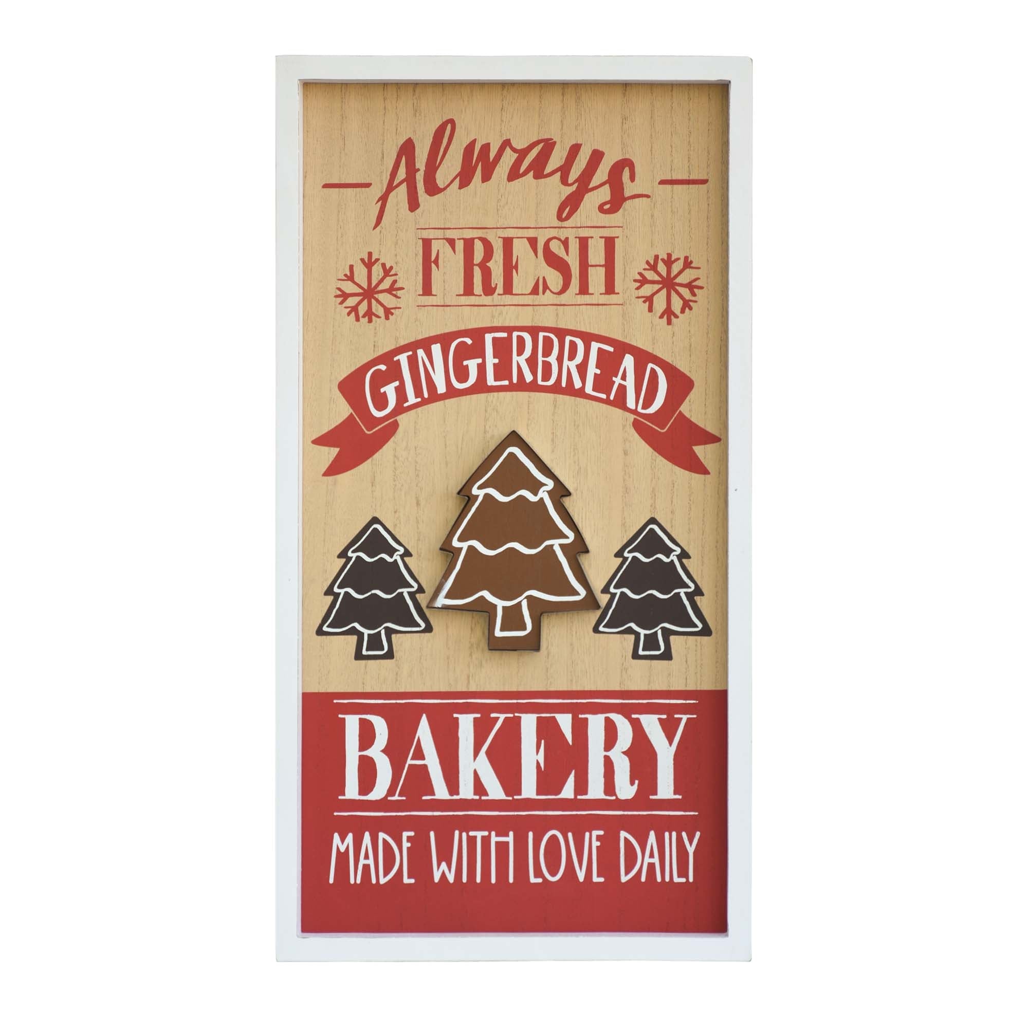 Wood Framed Gingerbread Wall Sign - Made with Love Daily