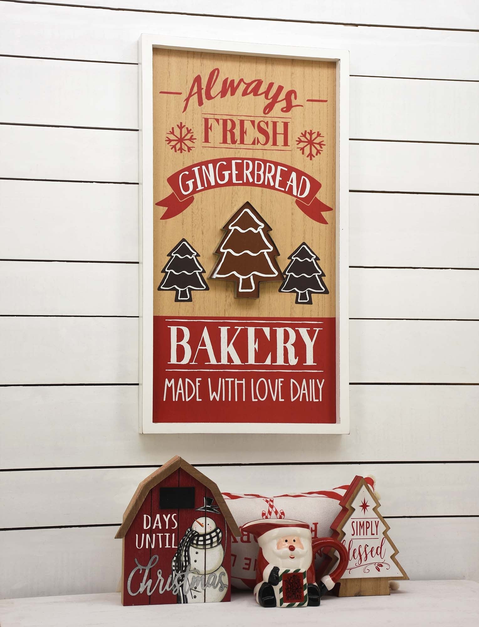 Wood Framed Gingerbread Wall Sign - Made with Love Daily