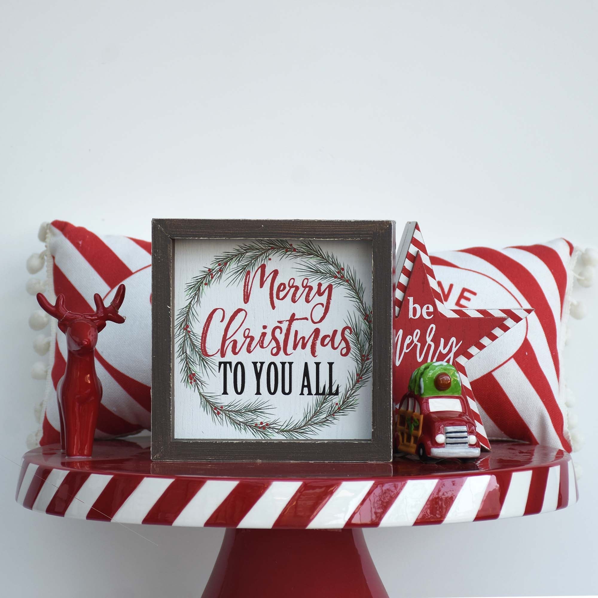 Merry Christmas to You All Framed Wooden Tabletop Sign