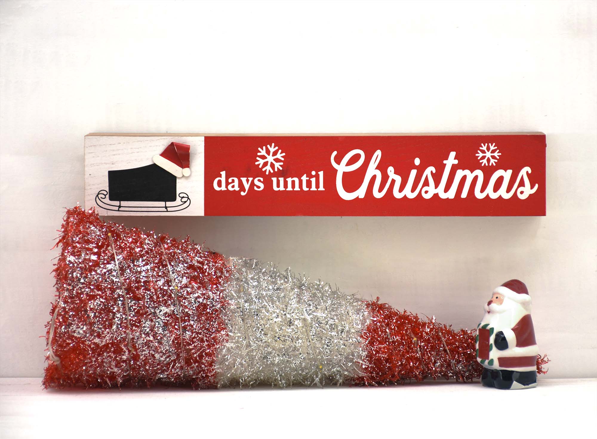 Days until Christmas Wall Sign with Chalkboard Sleigh