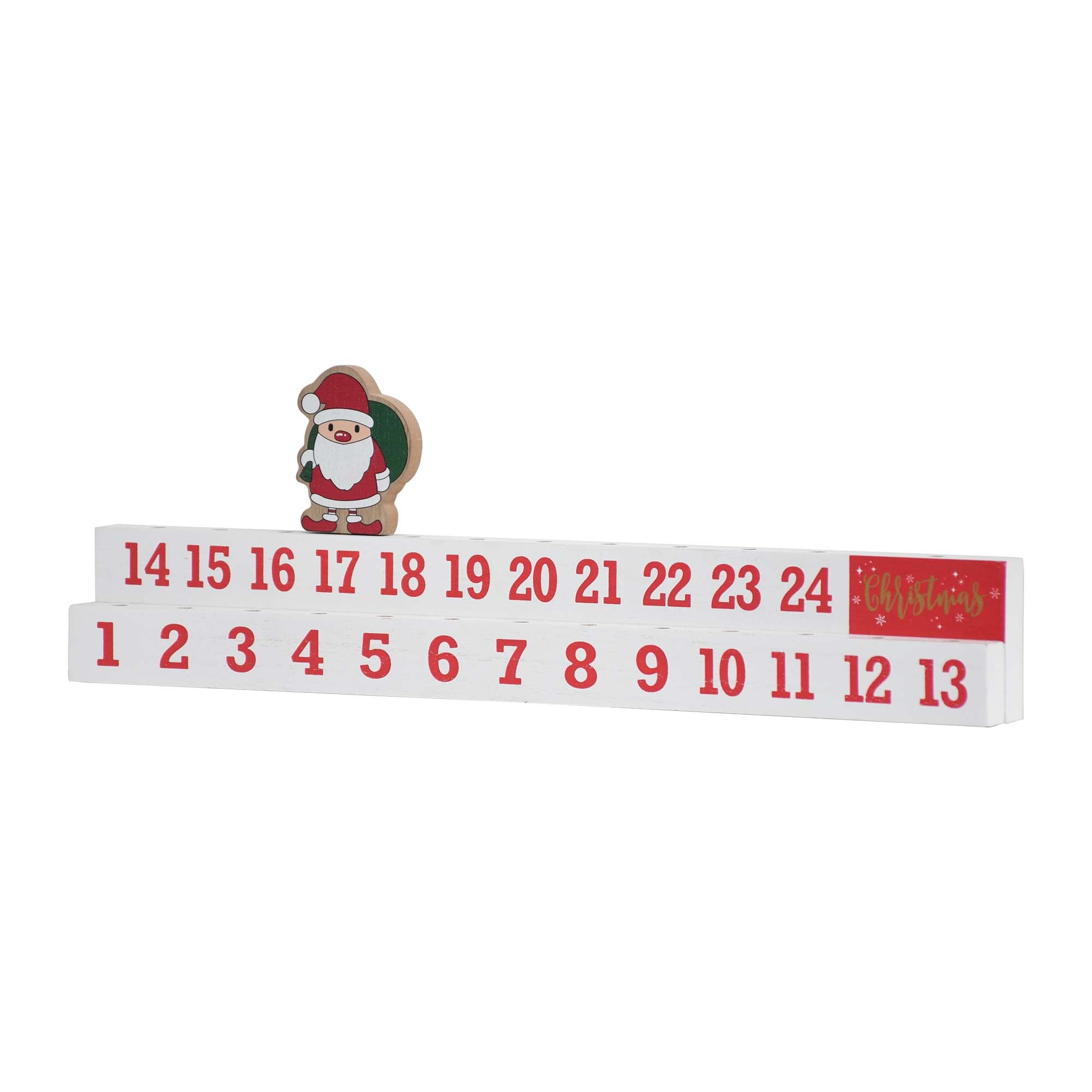 Christmas Countdown Wood Tabletop Sign with Santa