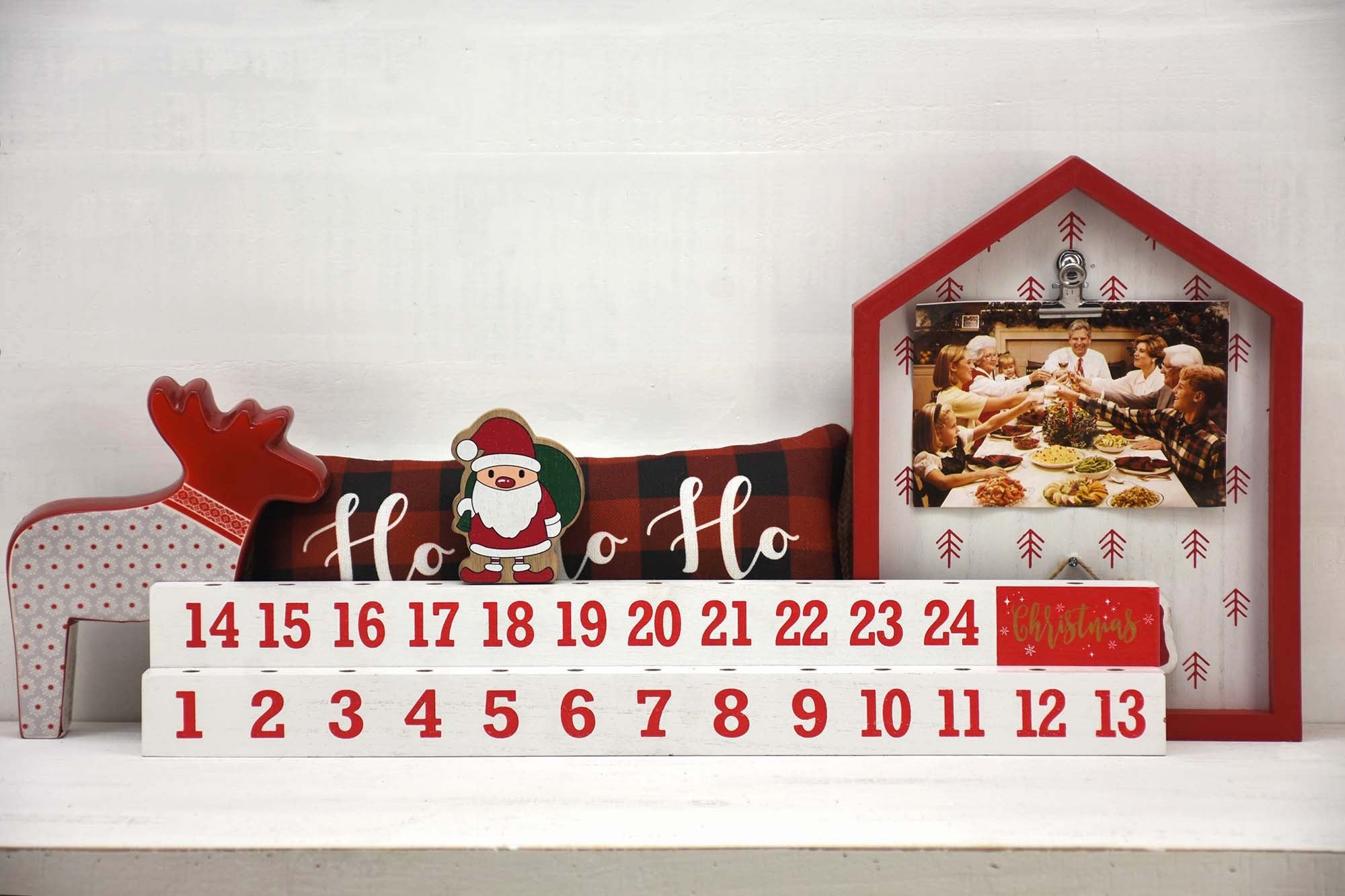 Christmas Countdown Wood Tabletop Sign with Santa