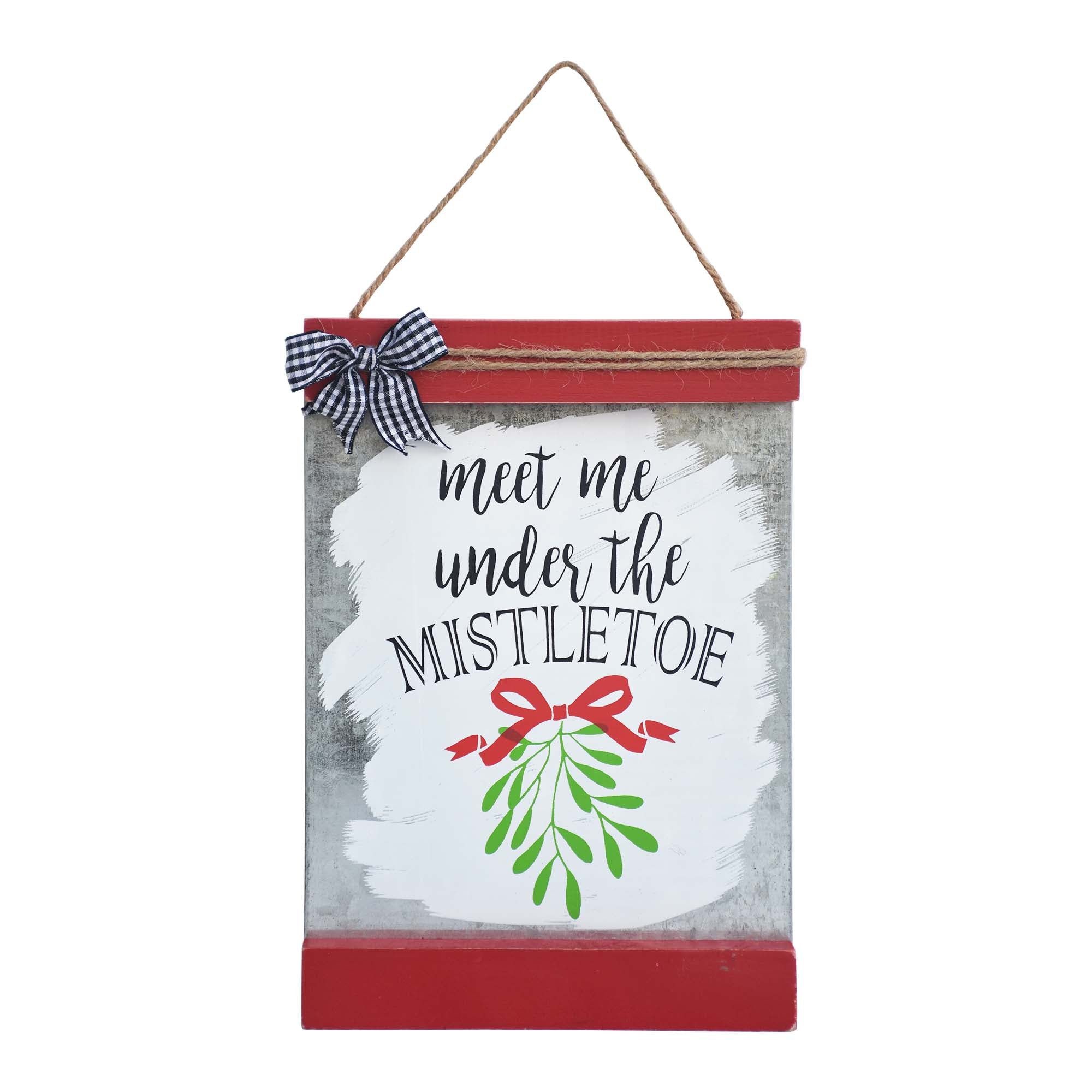 Meet Me Under the Mistletoe Wood and Metal Wall Decor