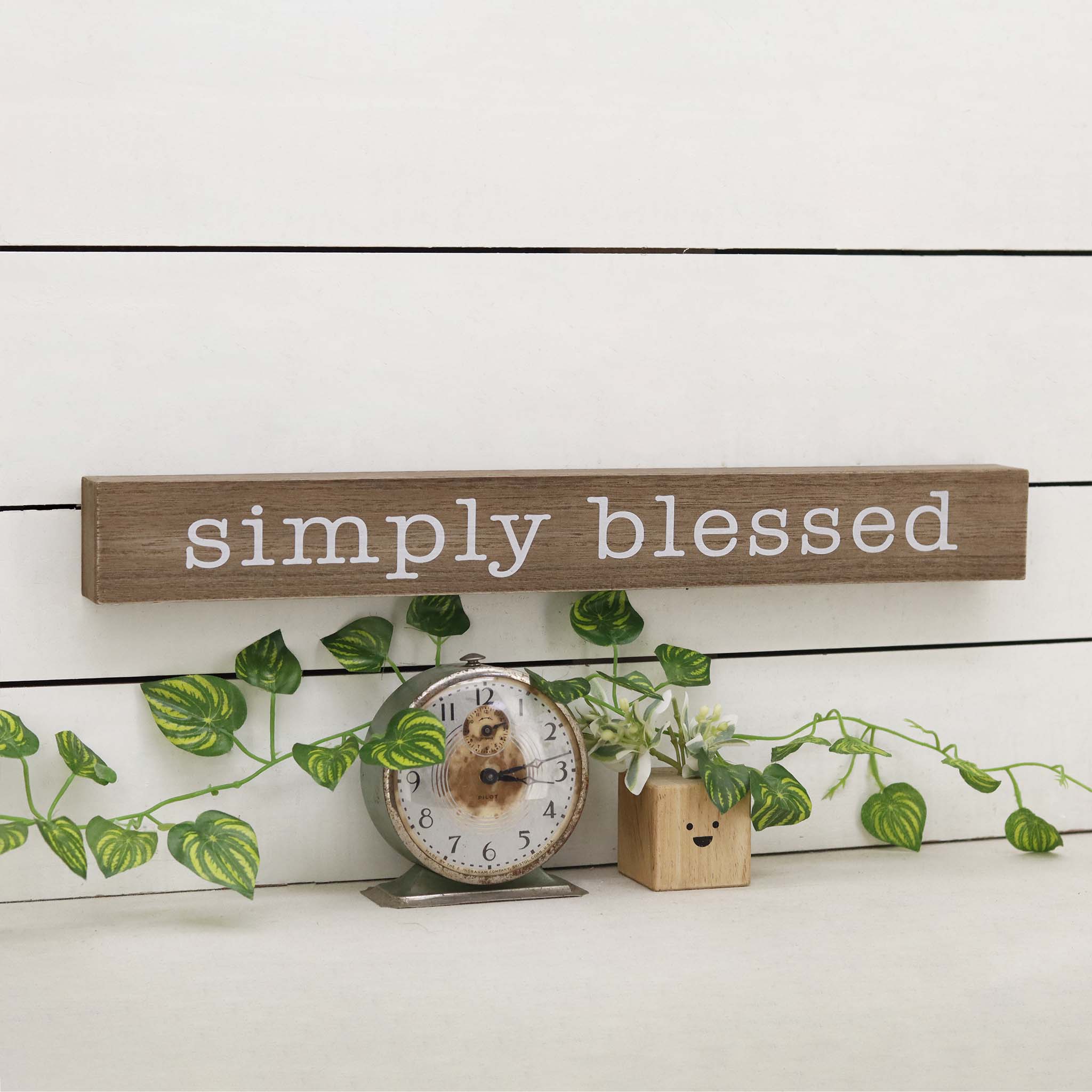 Simply Blessed Lettering Printing Wood Block Wall Decor