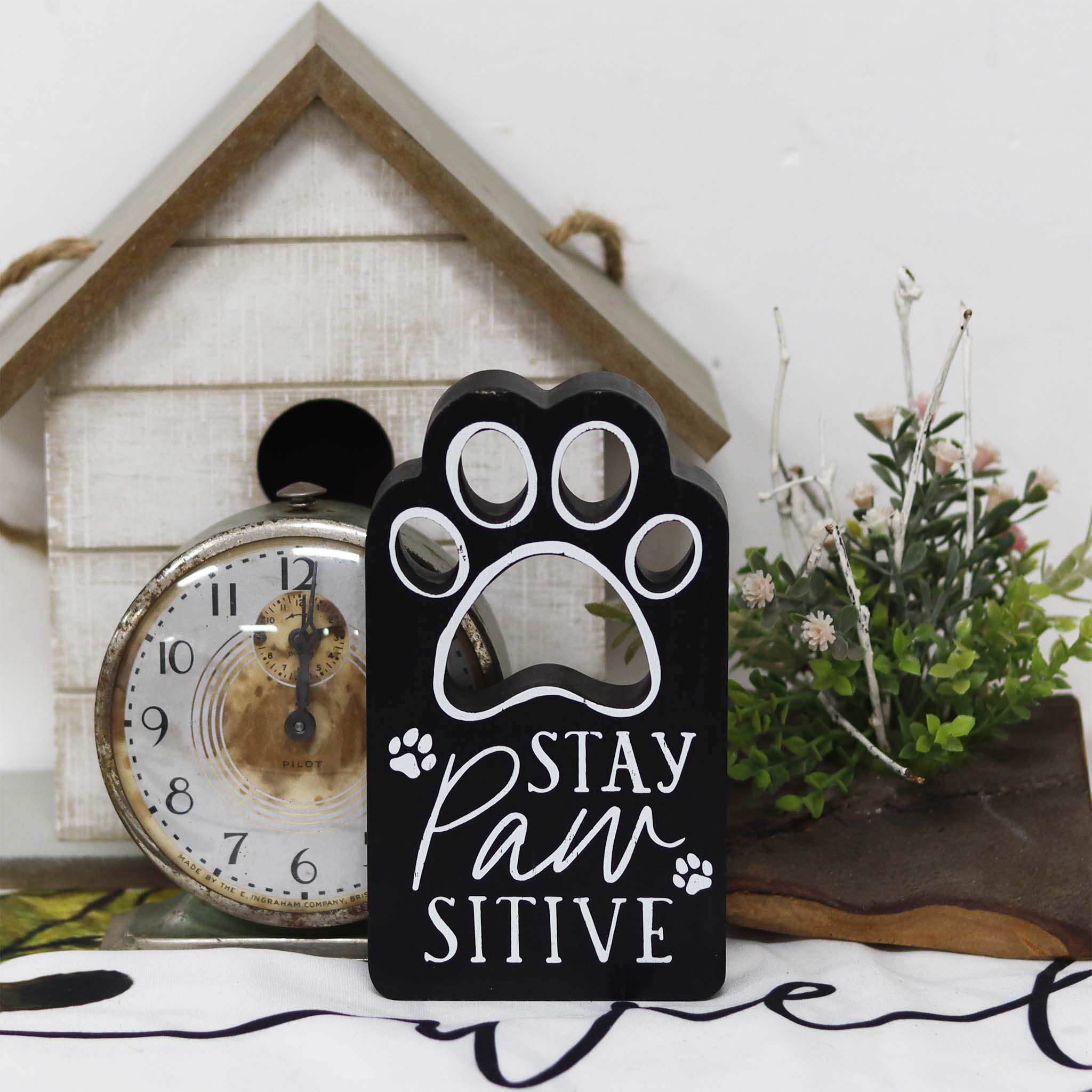 Stay Paw Sitive Decorative Wood Pet Sign