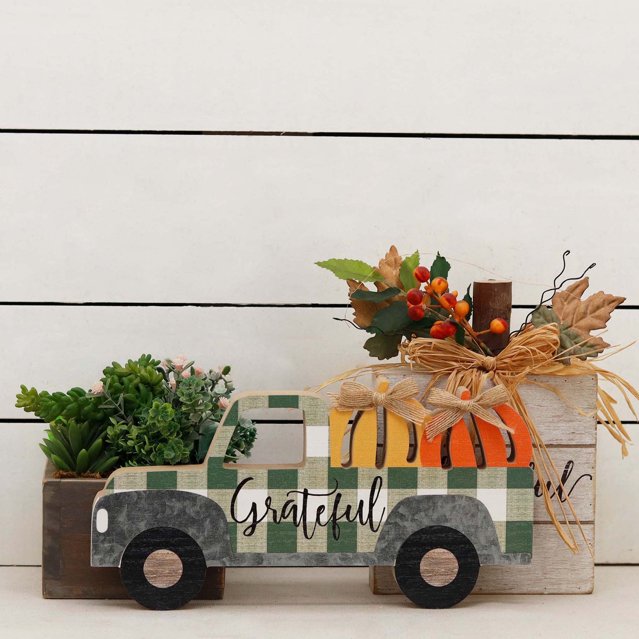 Truck Shaped Grateful Farmhouse Shelf Decor