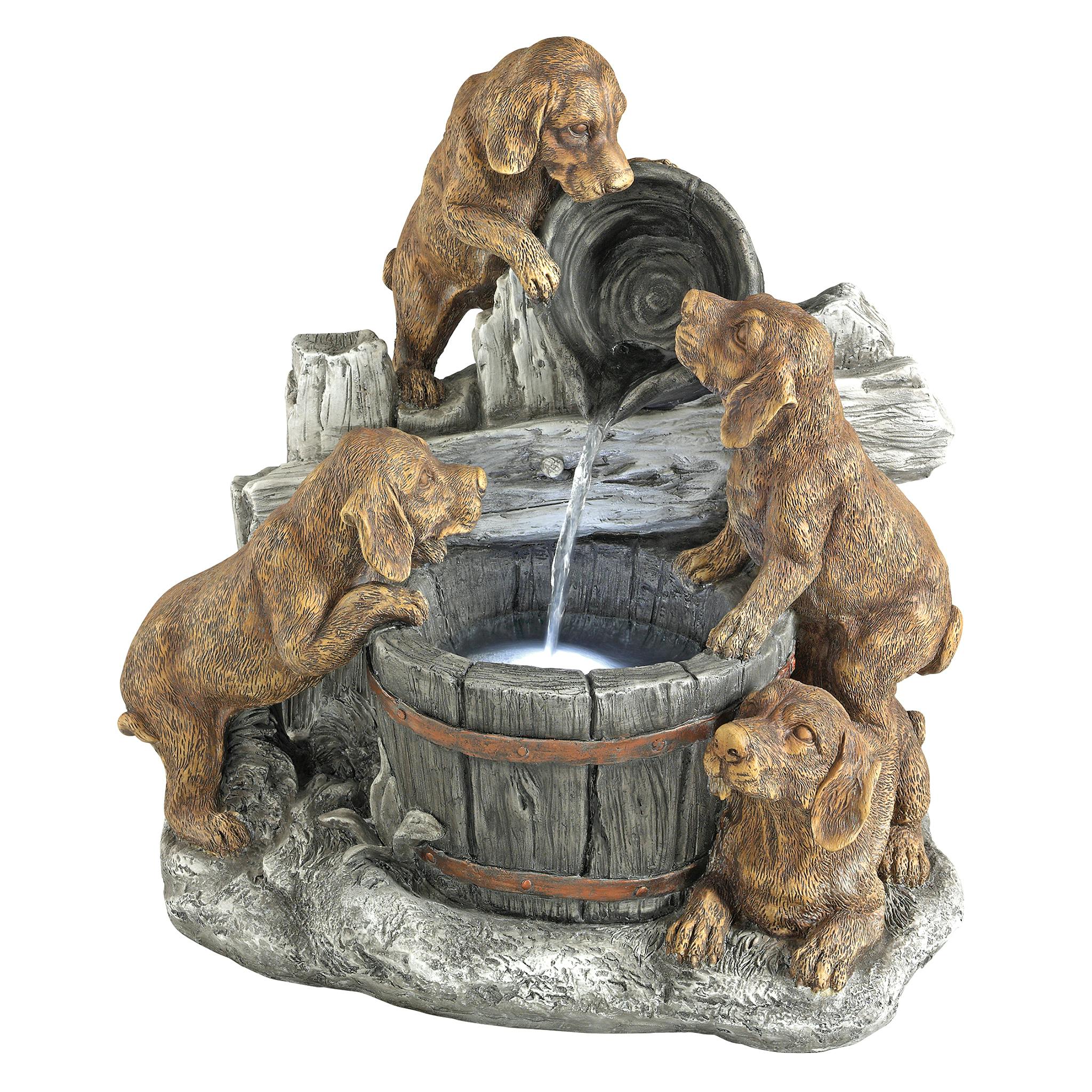 Puppy Pail Pour Garden Fountain