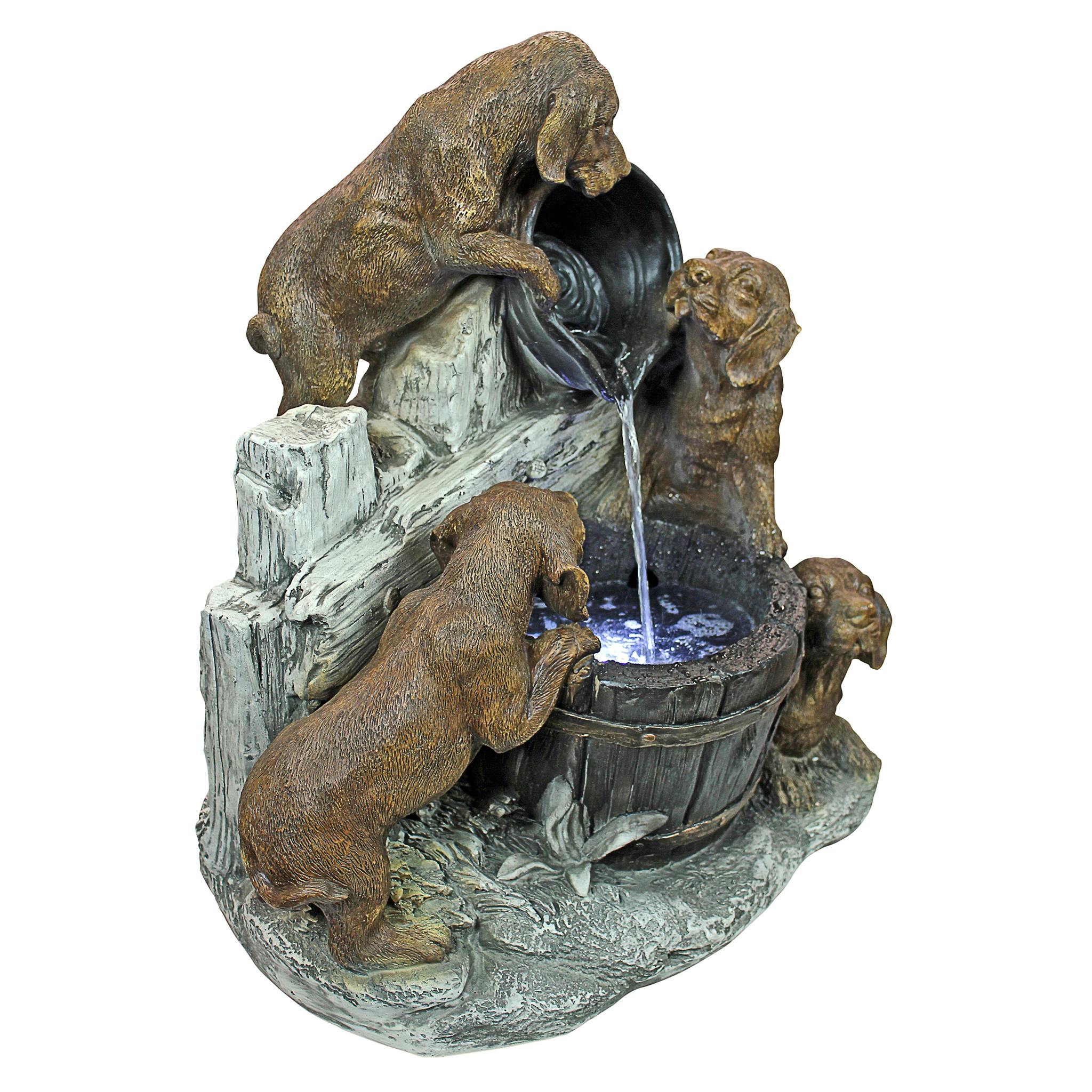 Puppy Pail Pour Garden Fountain