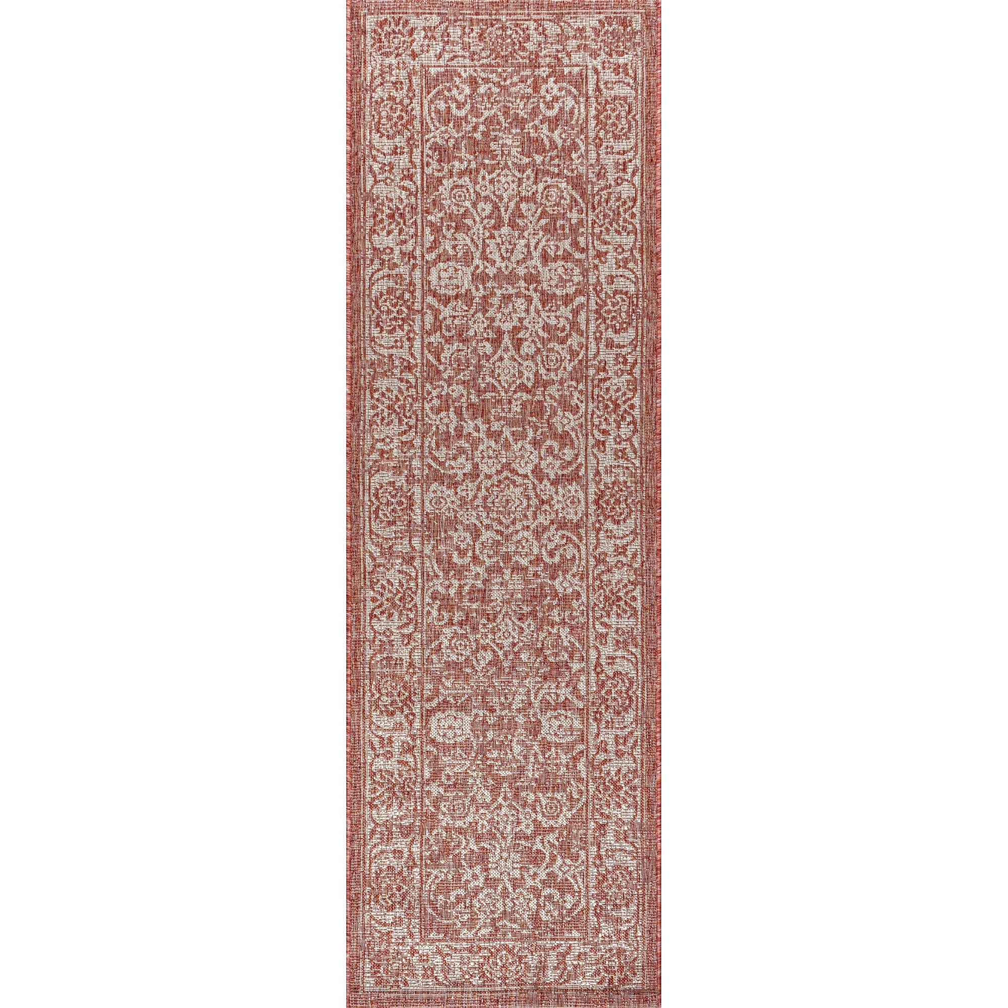 Tela Bohemian Textured Weave Floral Indoor/Outdoor Runner Rug