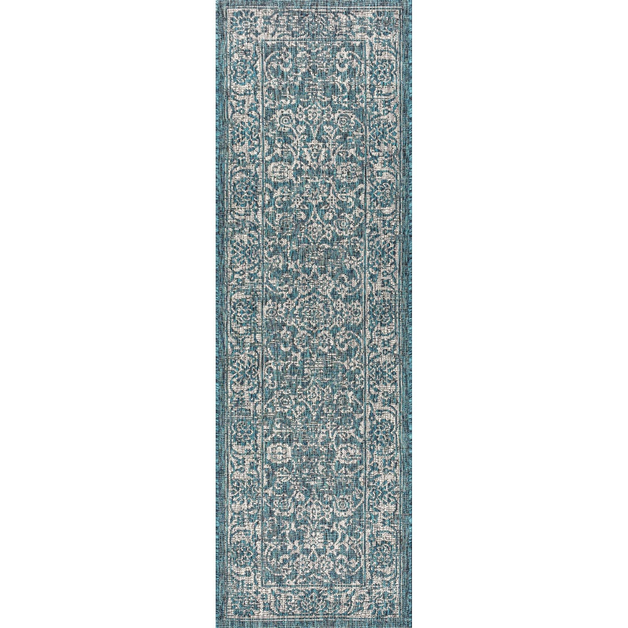 Tela Bohemian Textured Weave Floral Indoor/Outdoor Runner Rug