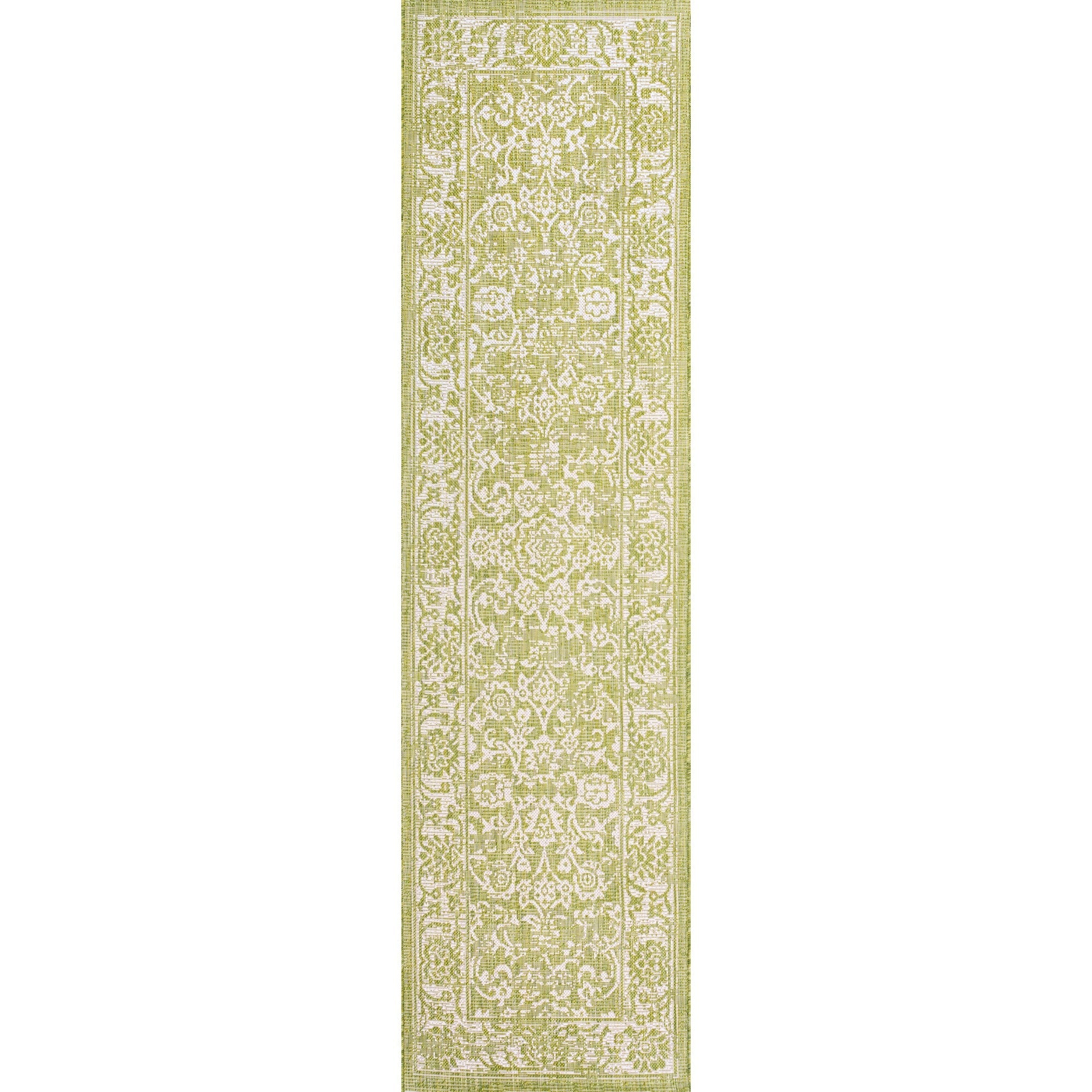 Tela Bohemian Textured Weave Floral Indoor/Outdoor Runner Rug