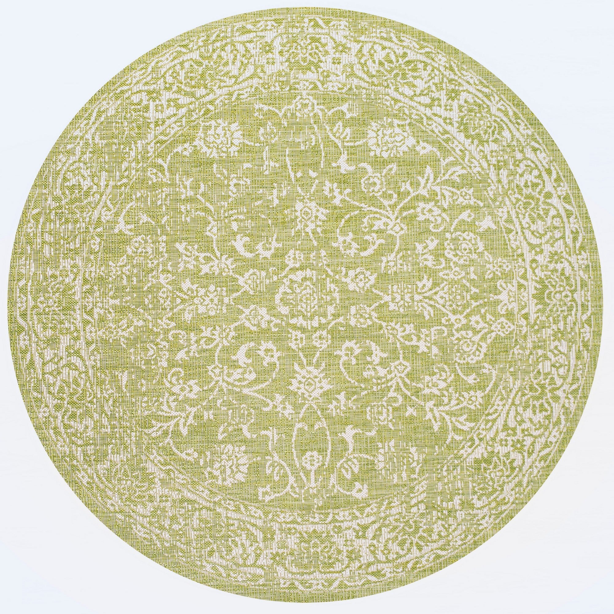 Tela Bohemian Textured Weave Floral Indoor/Outdoor Round Area Rug