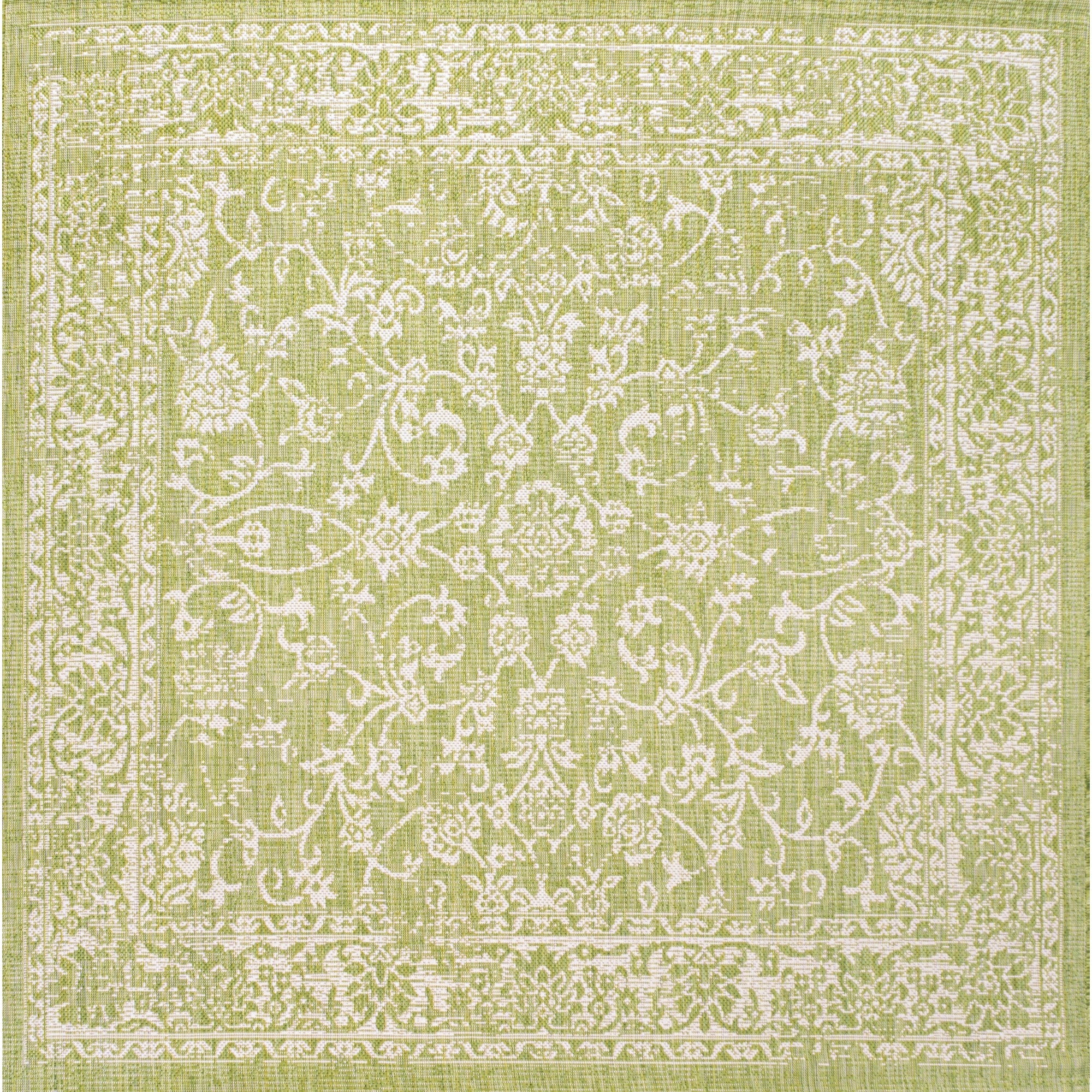 Tela Bohemian Textured Weave Floral Indoor/Outdoor Square Area Rug