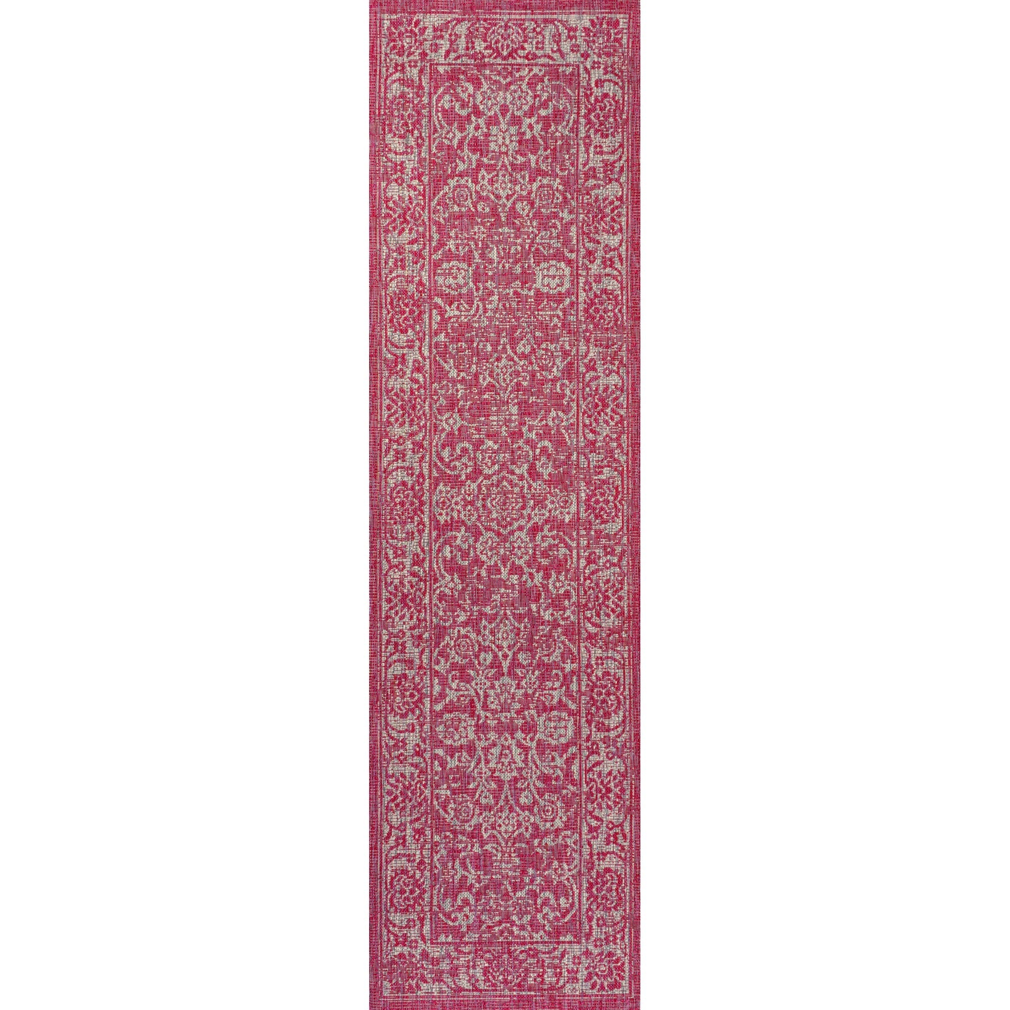 Tela Bohemian Textured Weave Floral Indoor/Outdoor Runner Rug