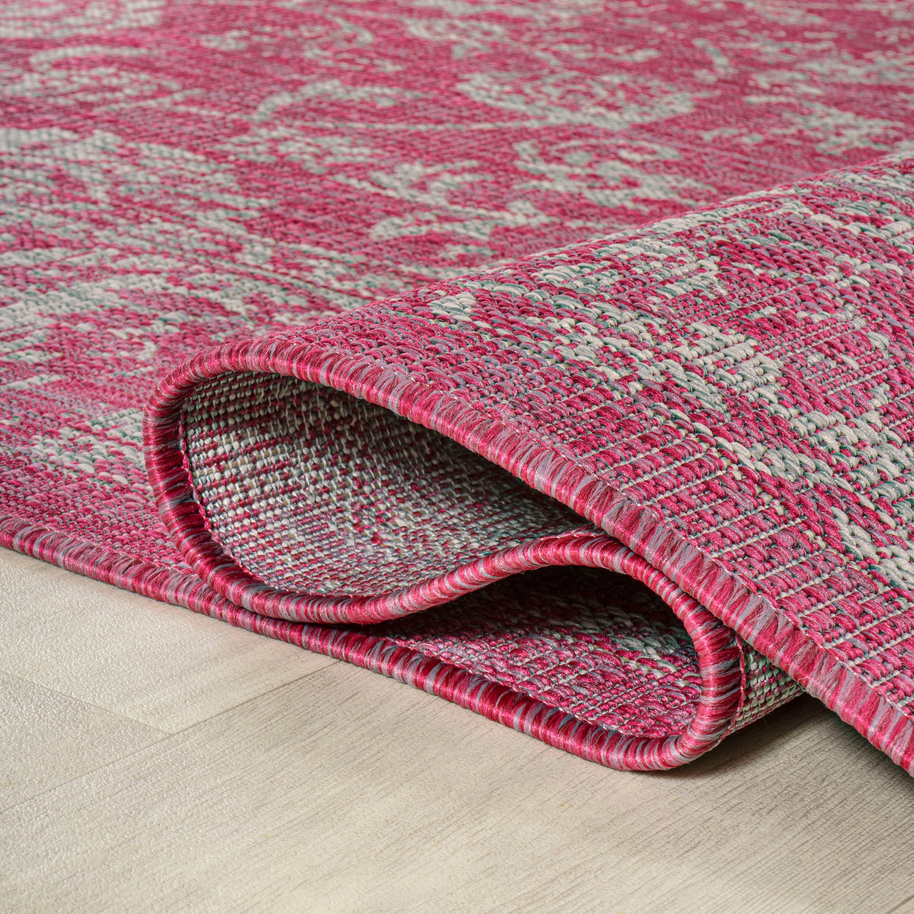 Tela Bohemian Textured Weave Floral Indoor/Outdoor Runner Rug