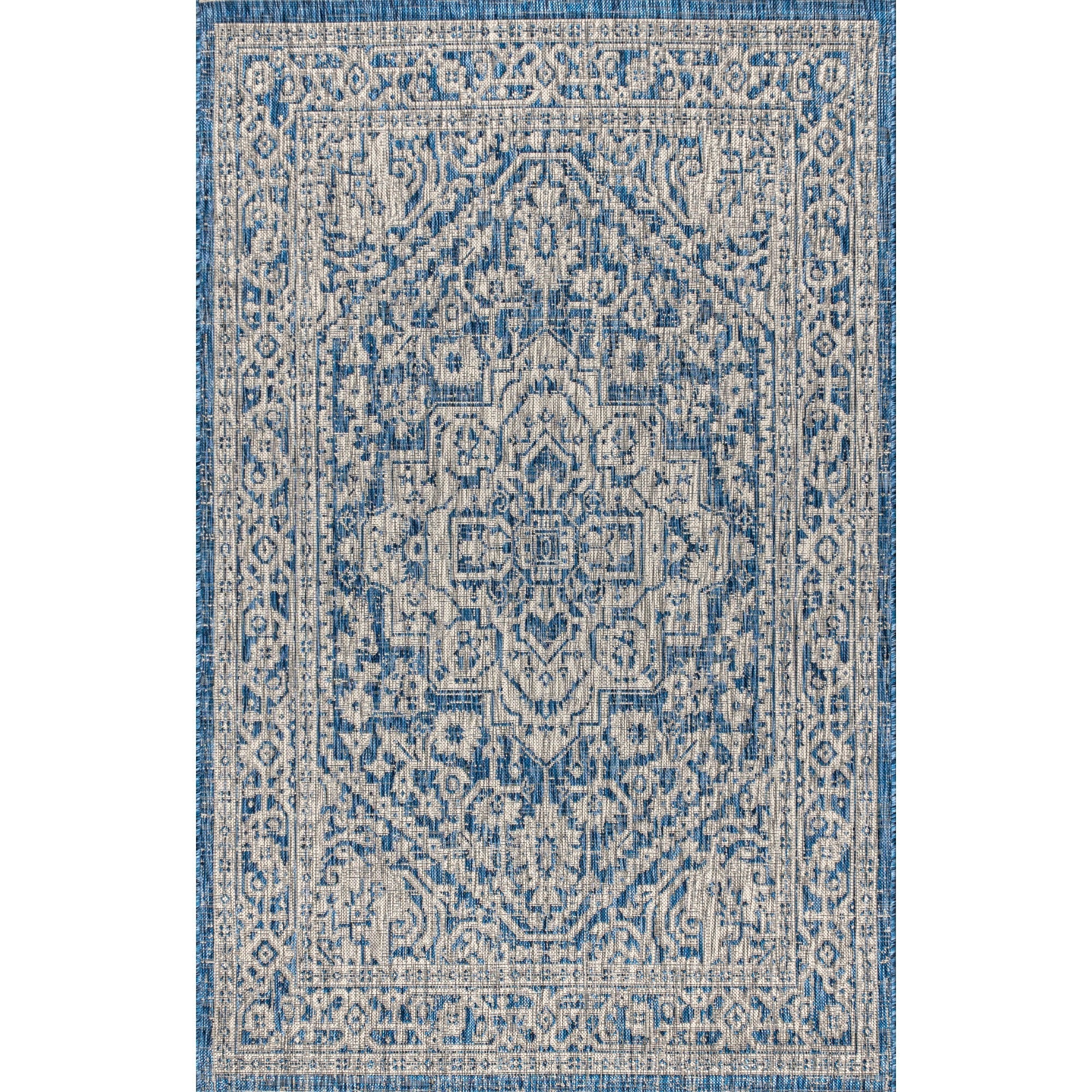 Sinjuri Medallion Textured Weave Indoor/Outdoor Area Rug