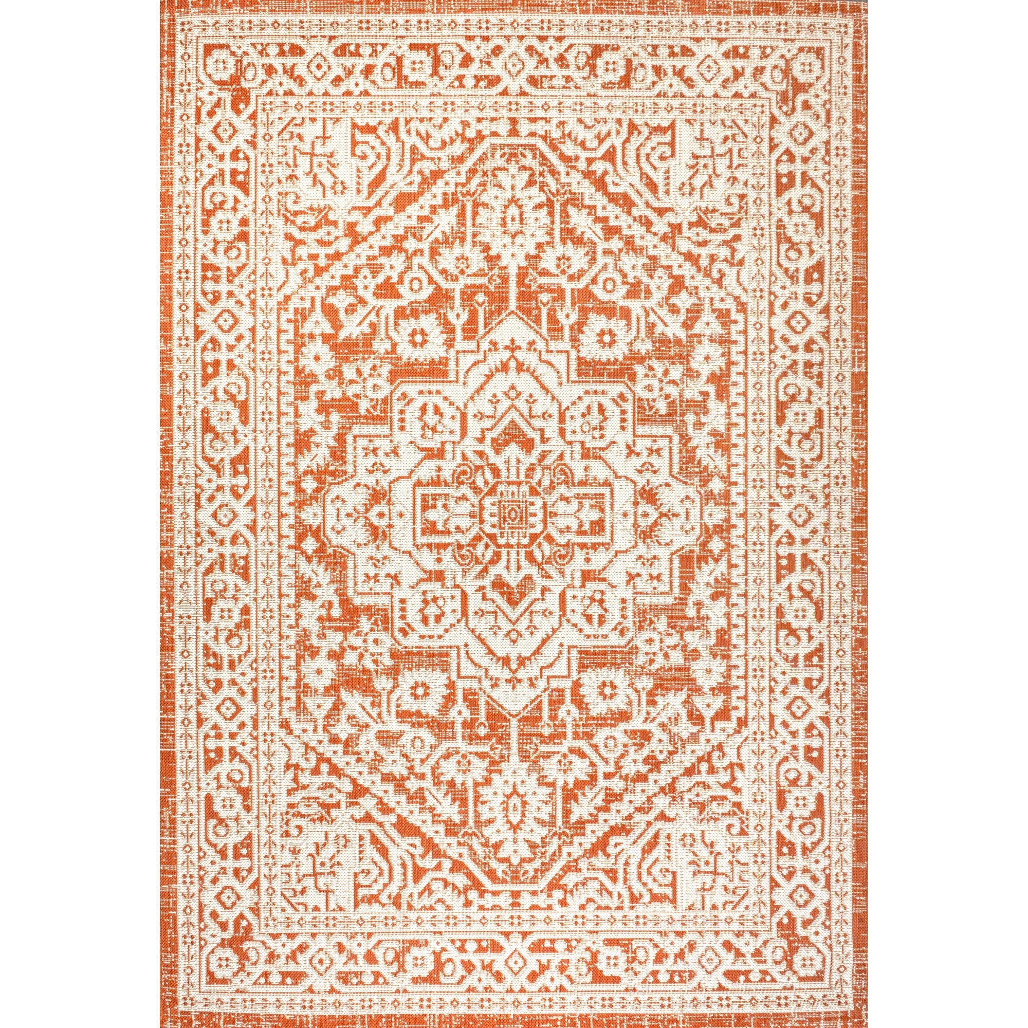 Sinjuri Medallion Textured Weave Indoor/Outdoor Area Rug