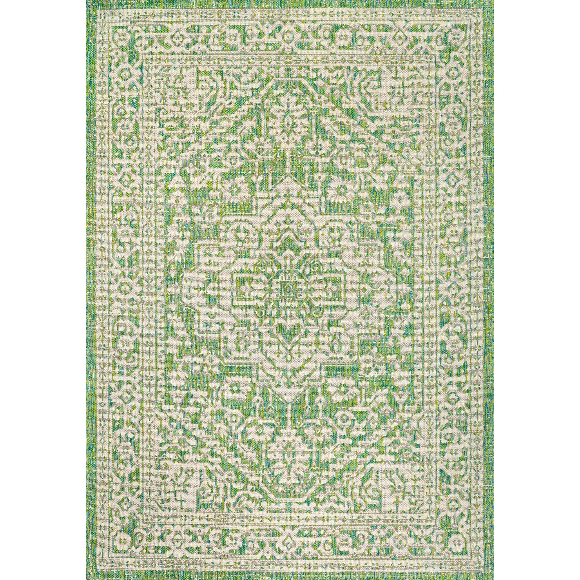 Sinjuri Medallion Textured Weave Indoor/Outdoor Area Rug