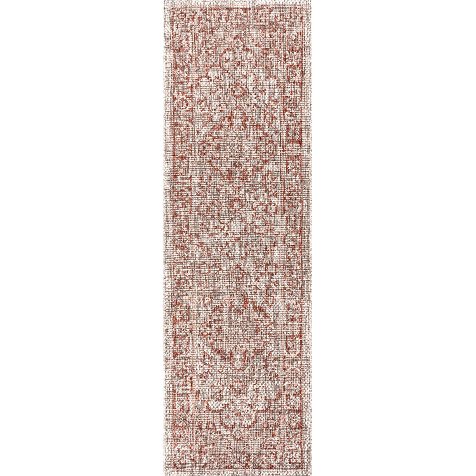 Rozetta Boho Medallion Textured Weave Indoor/Outdoor Runner Rug