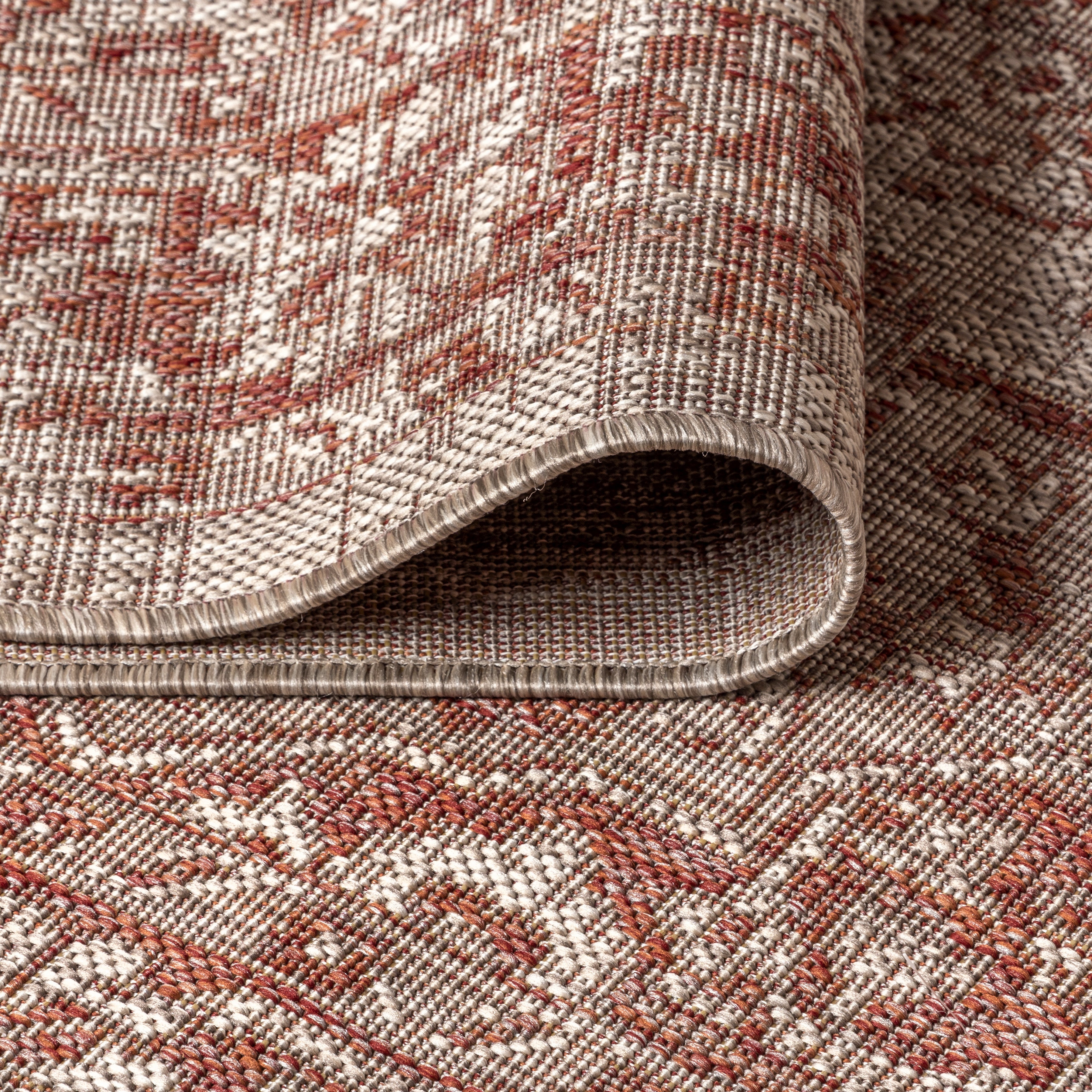 Rozetta Boho Medallion Textured Weave Indoor/Outdoor Square Area Rug