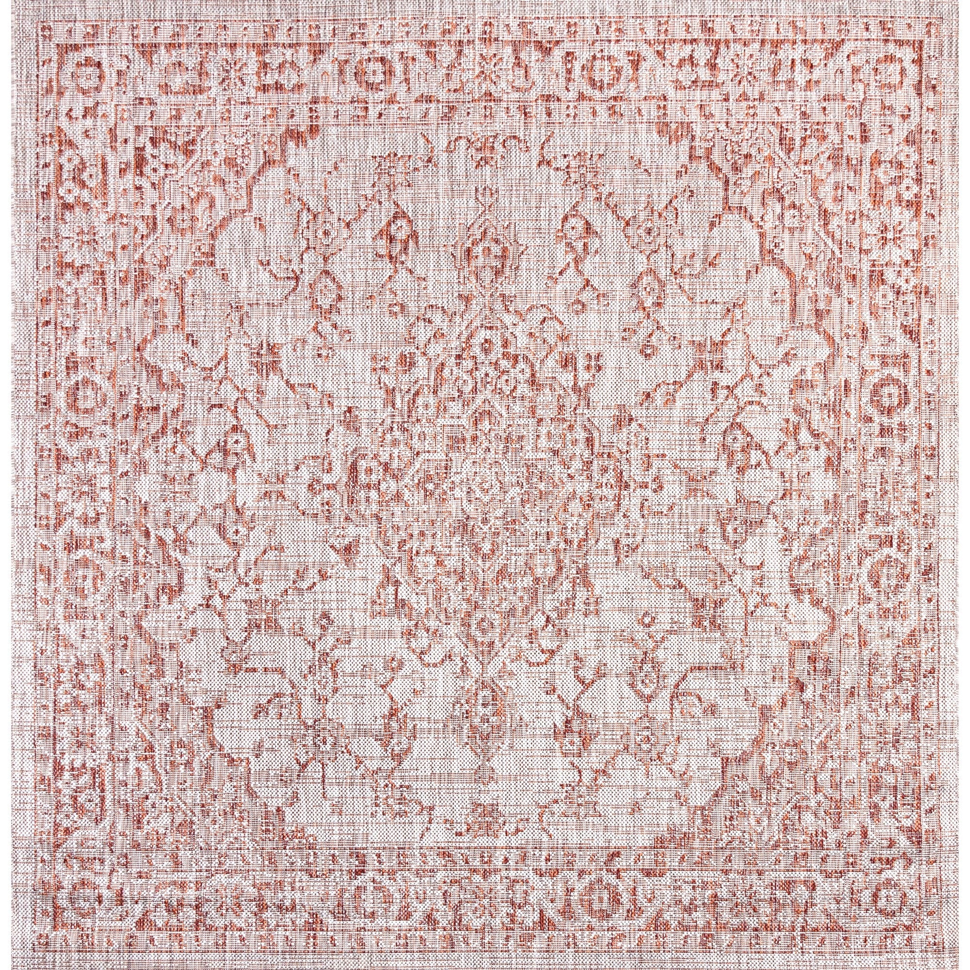 Rozetta Boho Medallion Textured Weave Indoor/Outdoor Square Area Rug