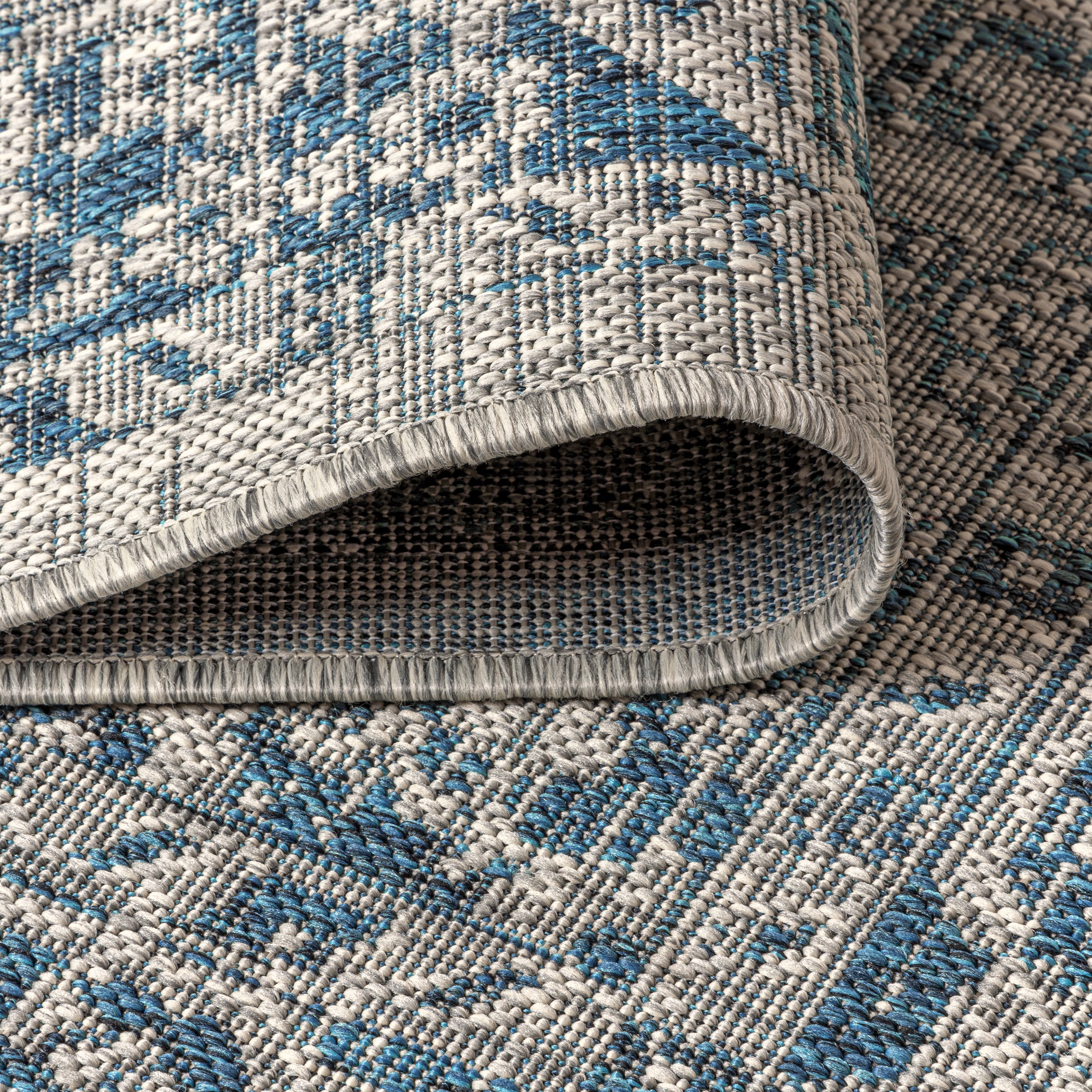Rozetta Boho Medallion Textured Weave Indoor/Outdoor Square Area Rug