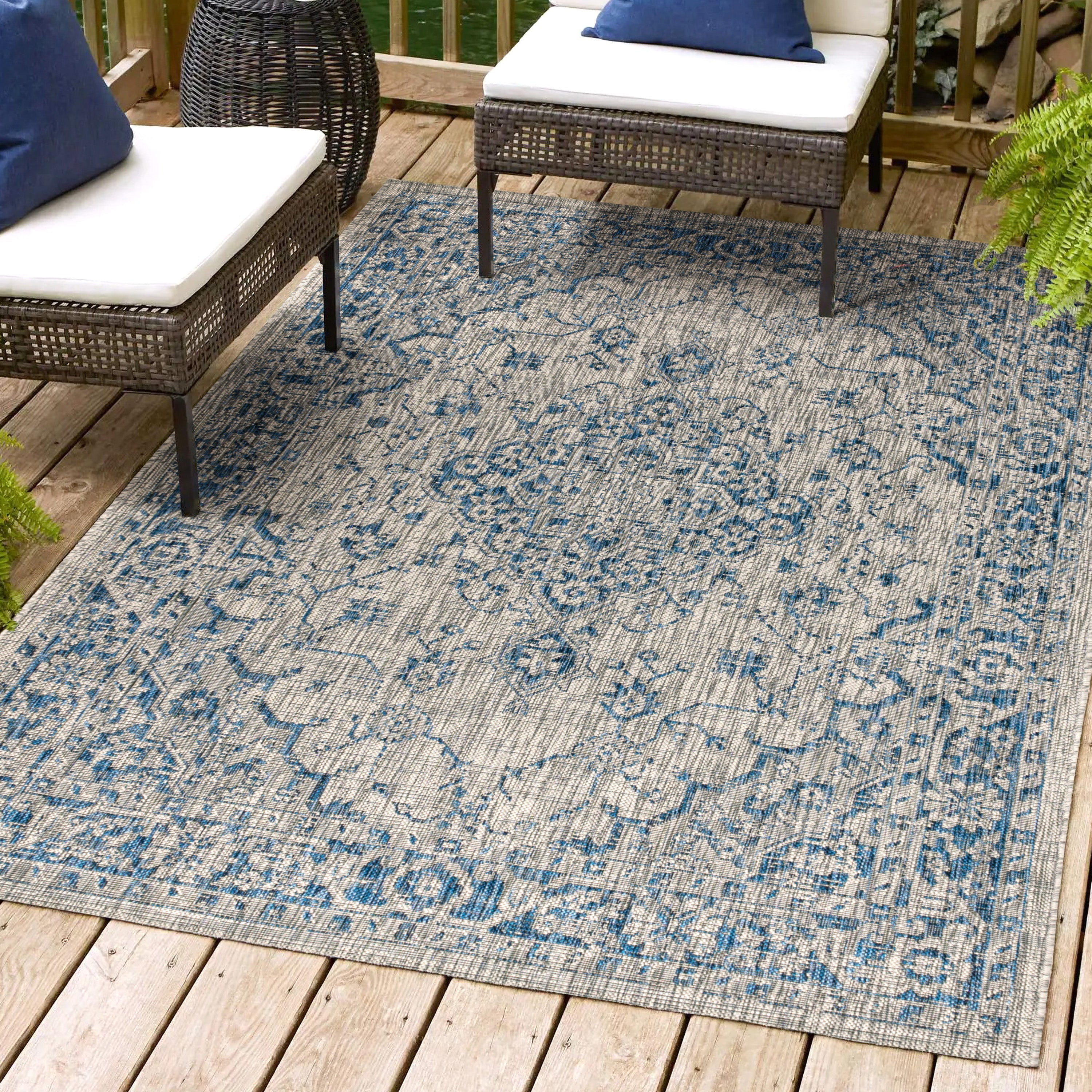 Rozetta Boho Medallion Textured Weave Indoor/Outdoor Area Rug