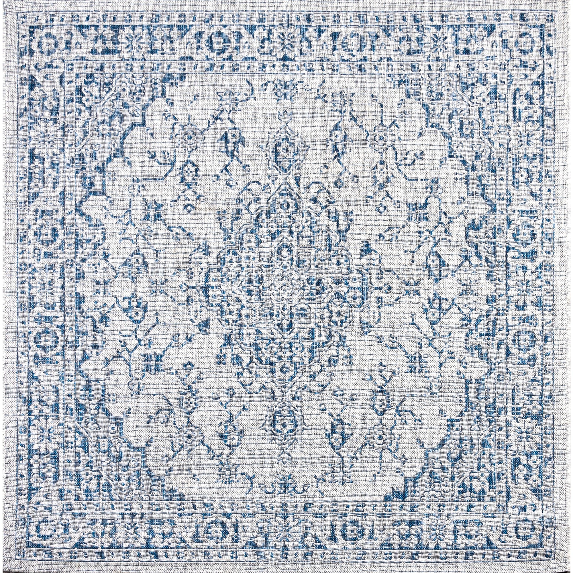 Rozetta Boho Medallion Textured Weave Indoor/Outdoor Square Area Rug
