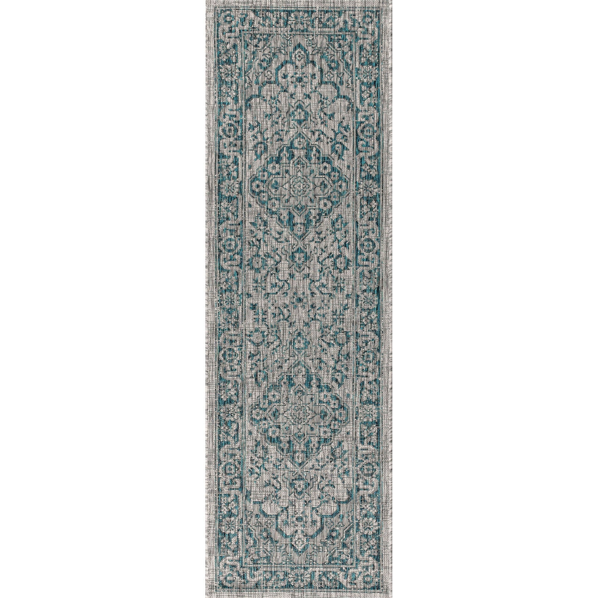 Rozetta Boho Medallion Textured Weave Indoor/Outdoor Runner Rug