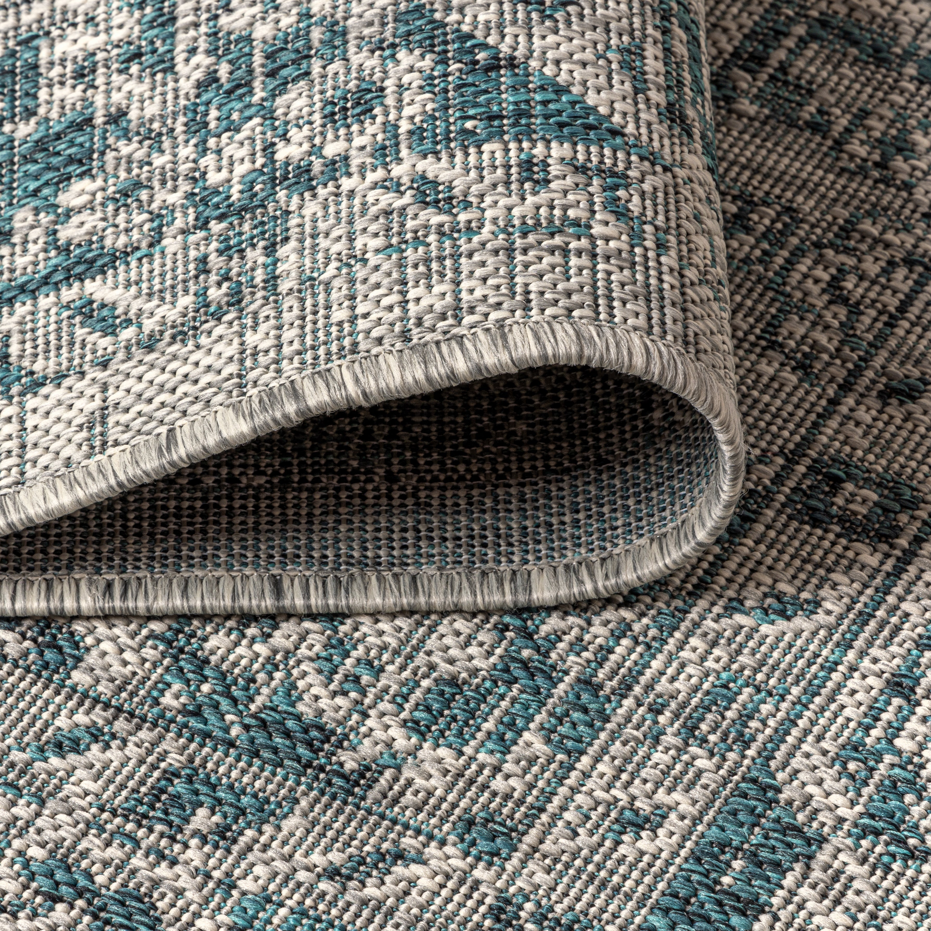 Rozetta Boho Medallion Textured Weave Indoor/Outdoor Square Area Rug