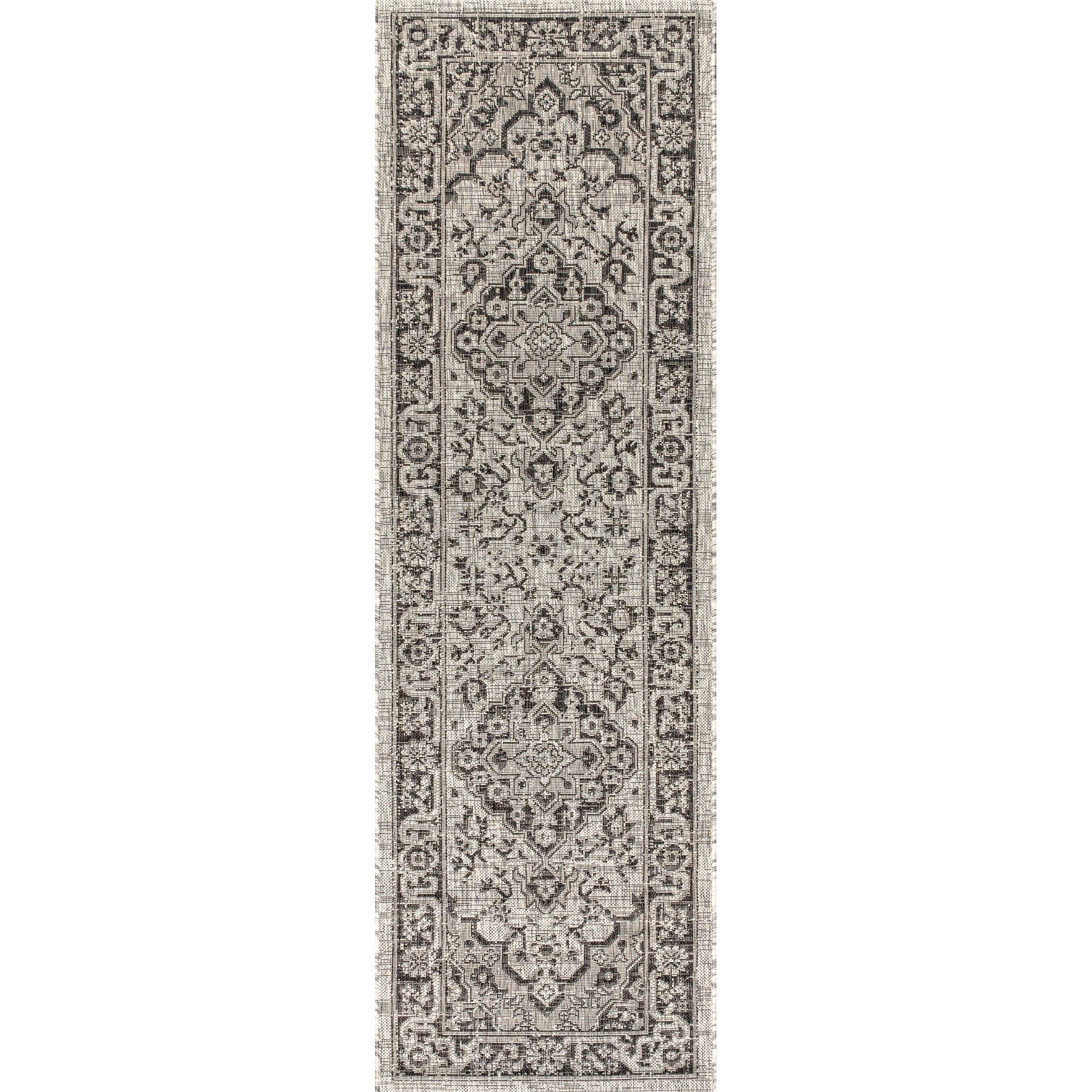 Rozetta Boho Medallion Textured Weave Indoor/Outdoor Runner Rug